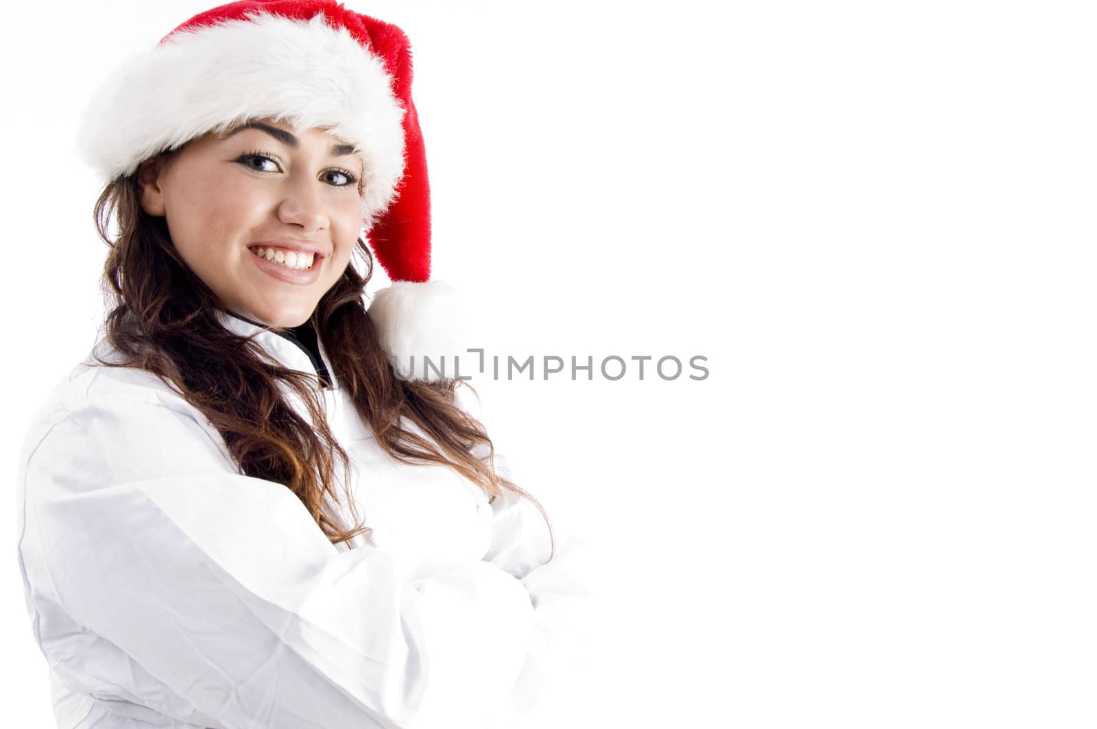 smiling chef wearing christmas hat by imagerymajestic