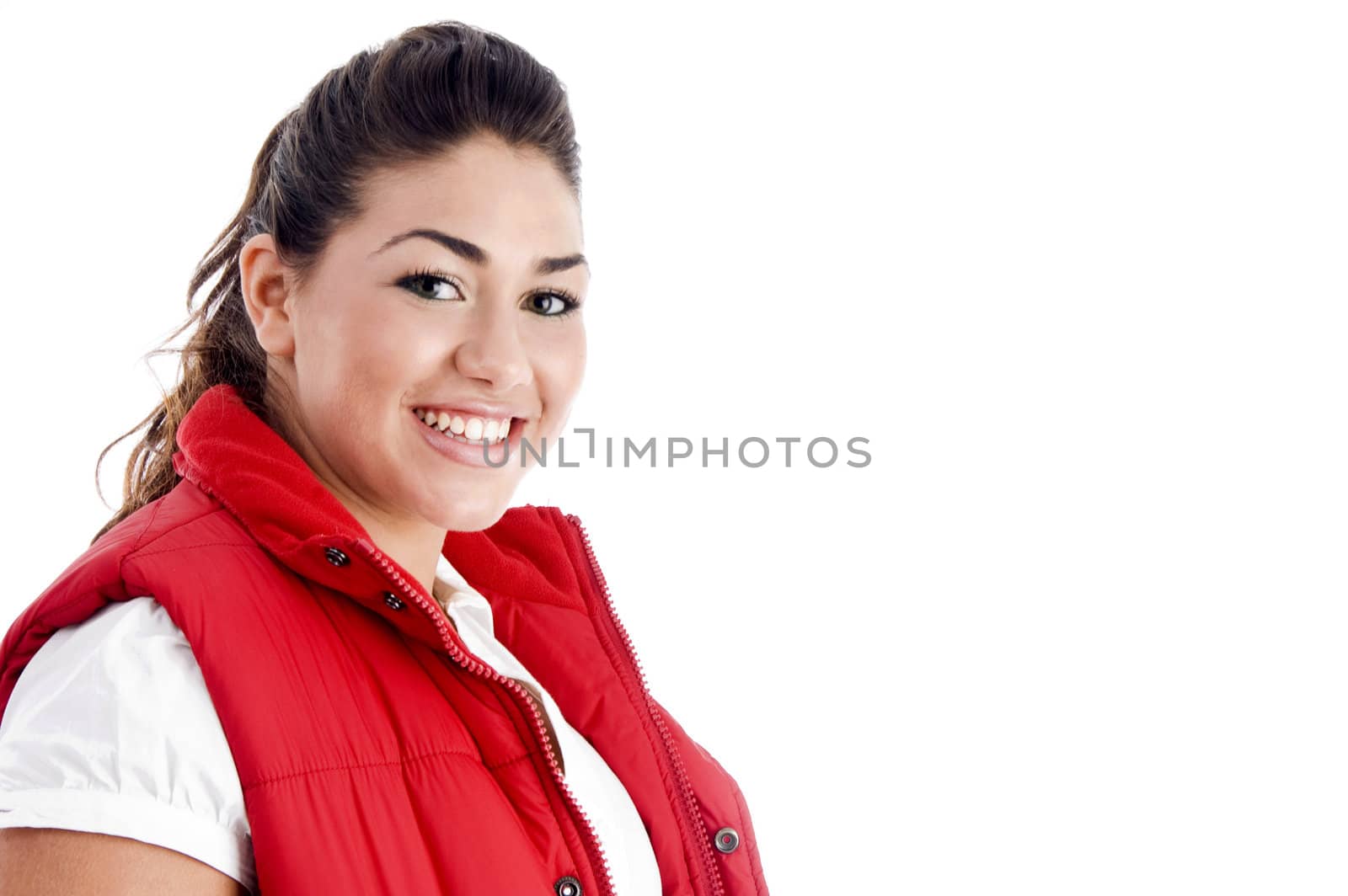 portrait of cheerful model on an isolated background