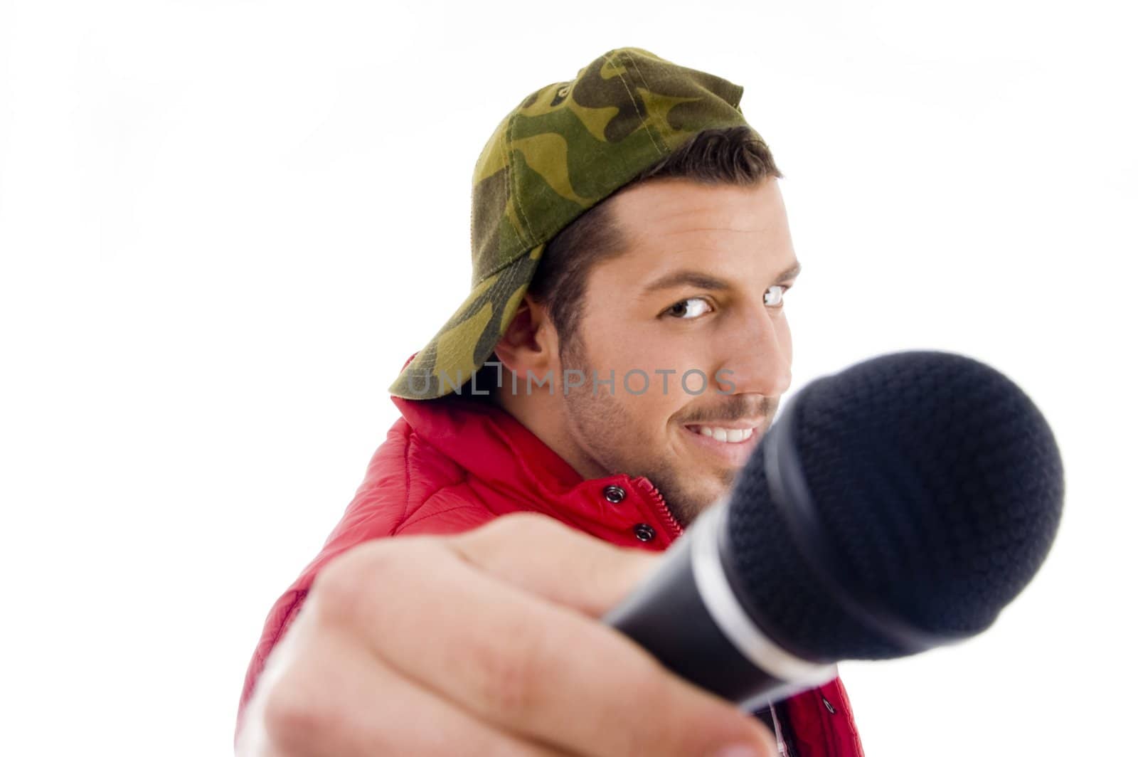 male singer showing microphone by imagerymajestic