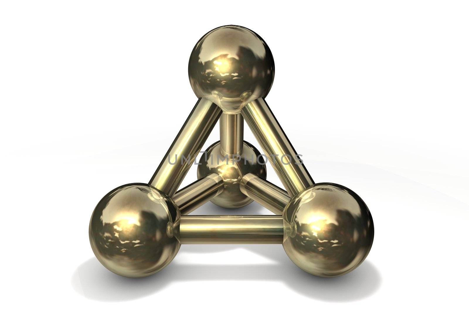 simple golden/copper/bronze molecular structure rendered in 3D