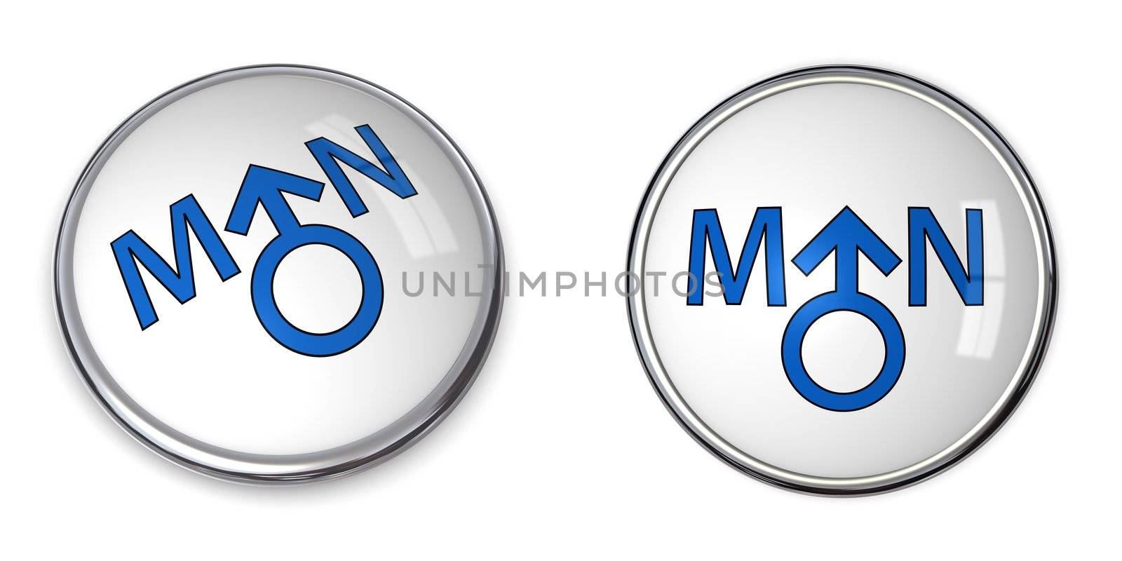white button with word man and male gender symbol