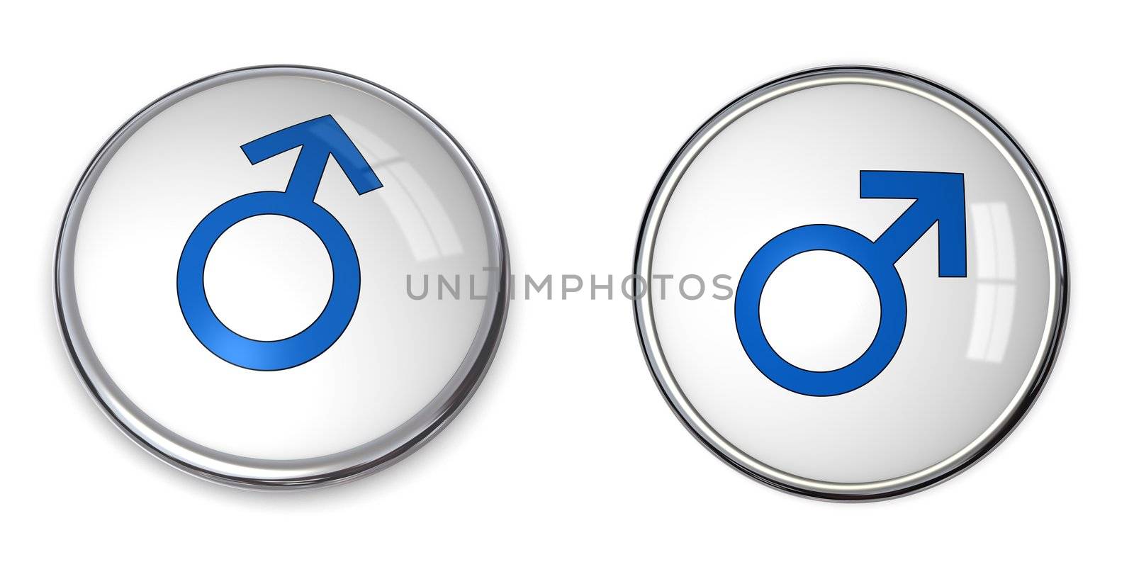 button with blue male symbol - two aspects