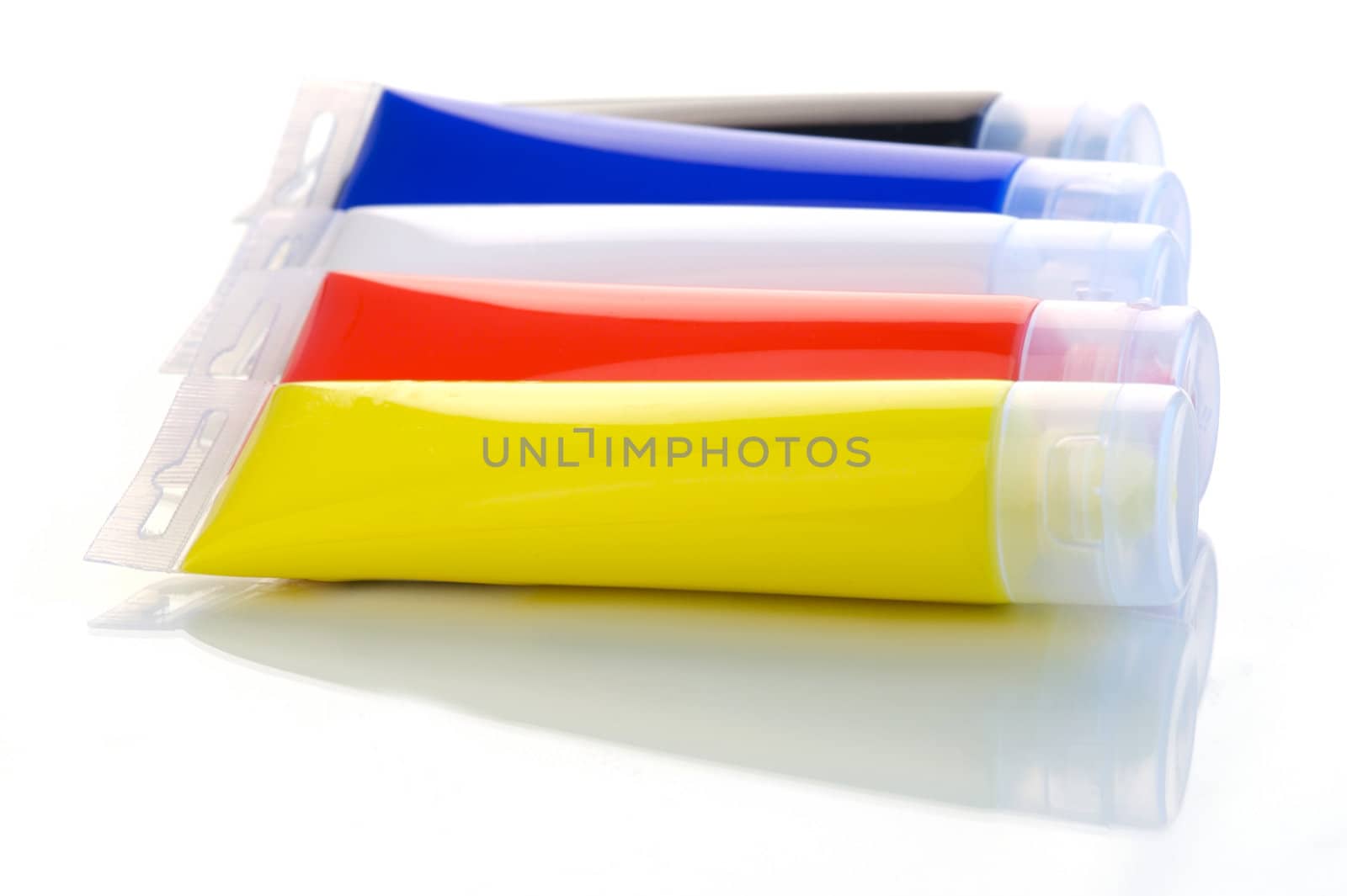 Acrylic paints isolated on a white background