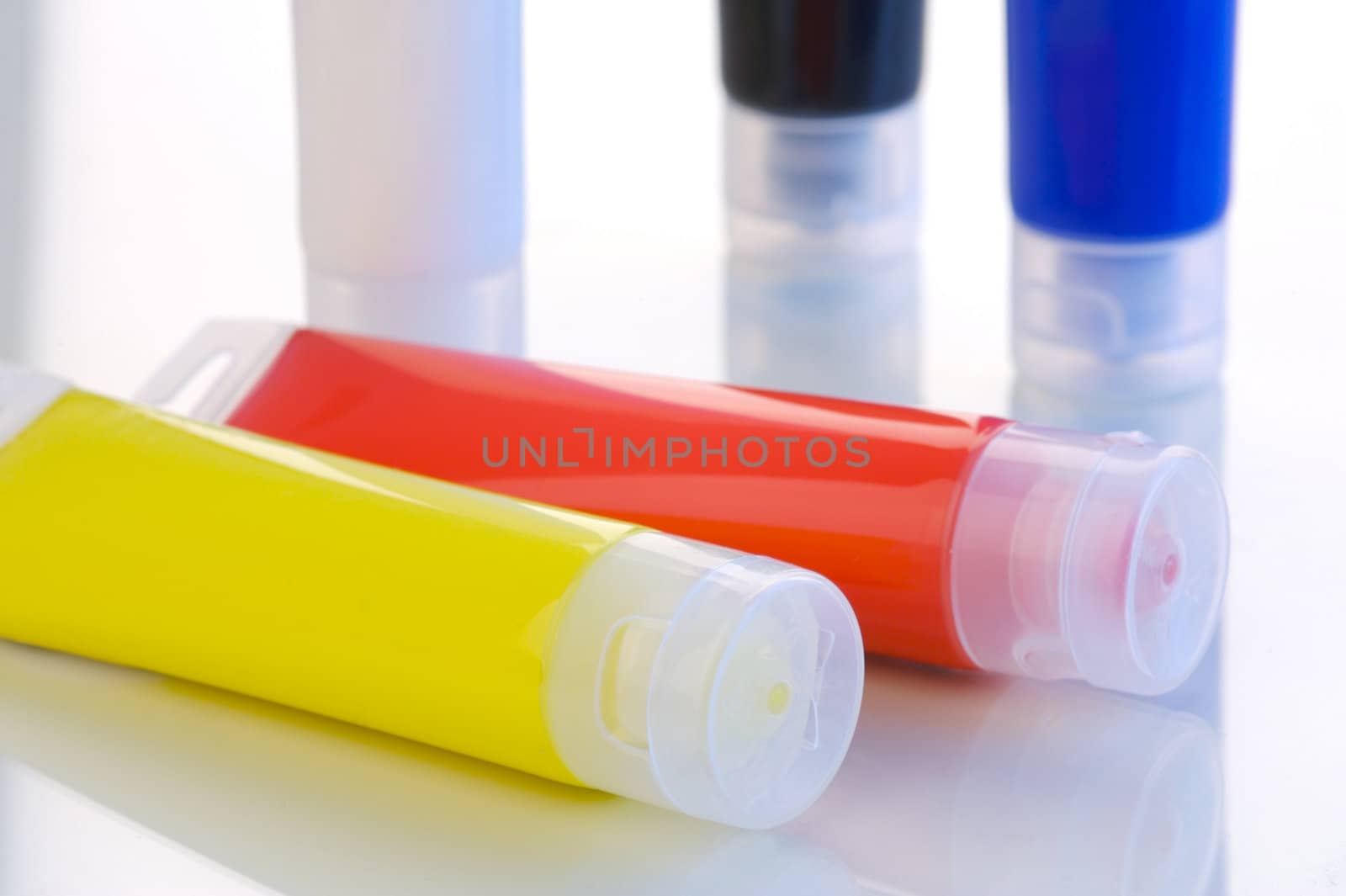 Acrylic paints isolated on a white background