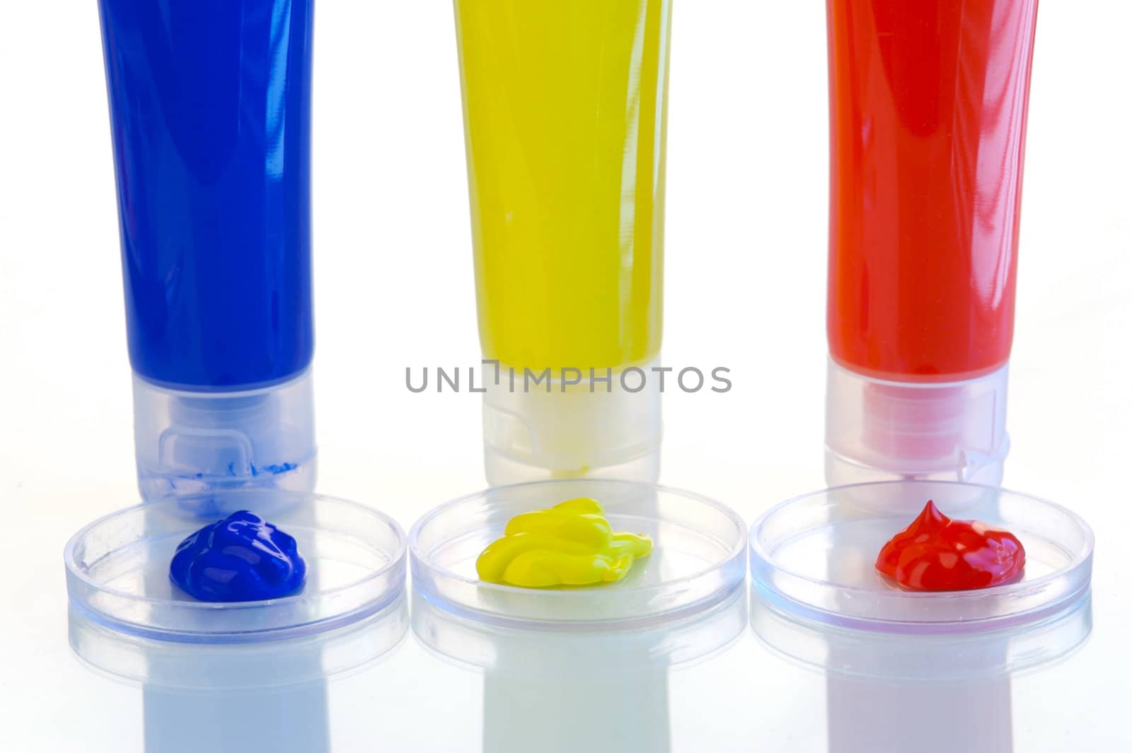 Acrylic paints isolated on a white background