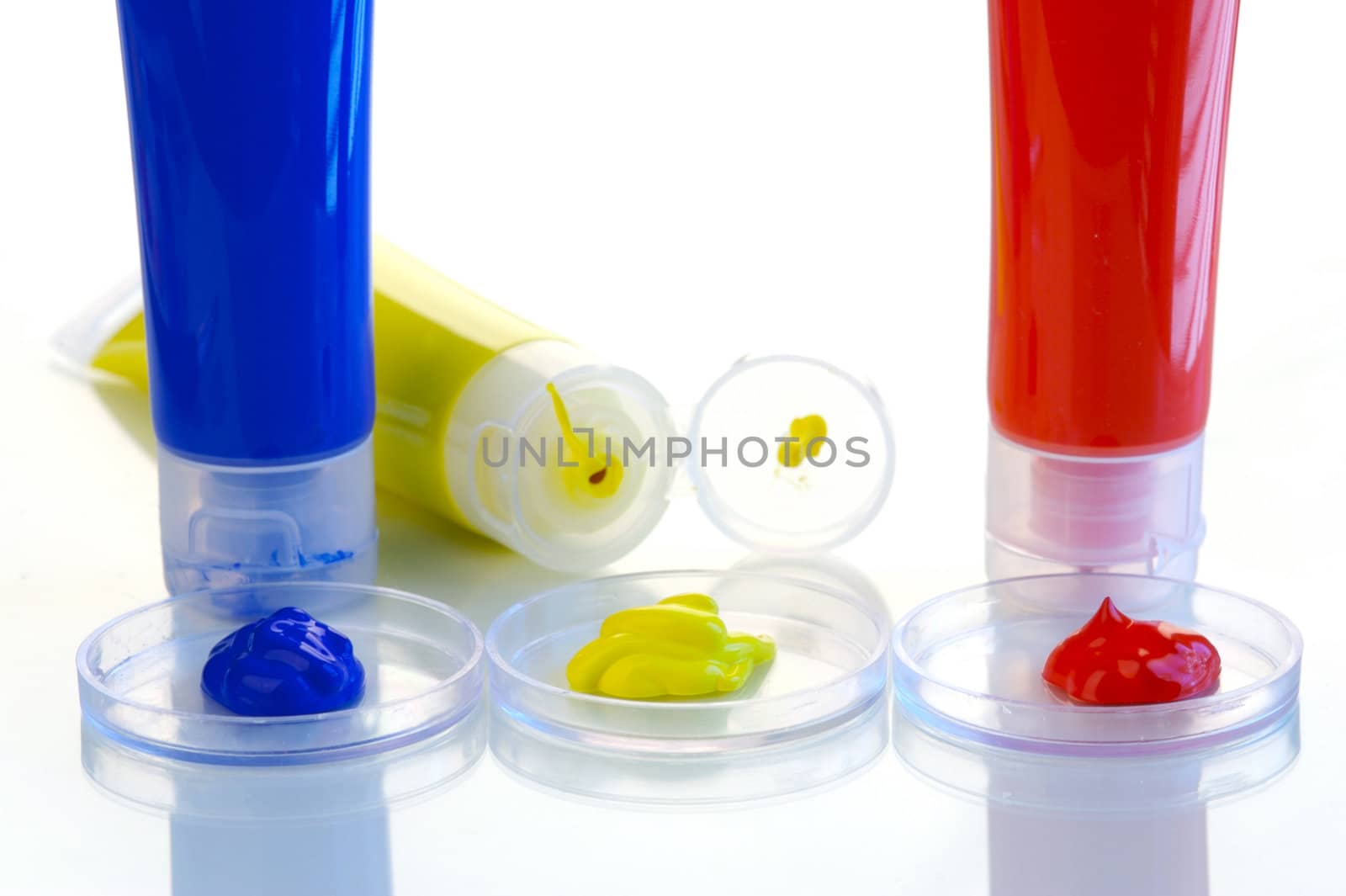 Acrylic paints isolated on a white background