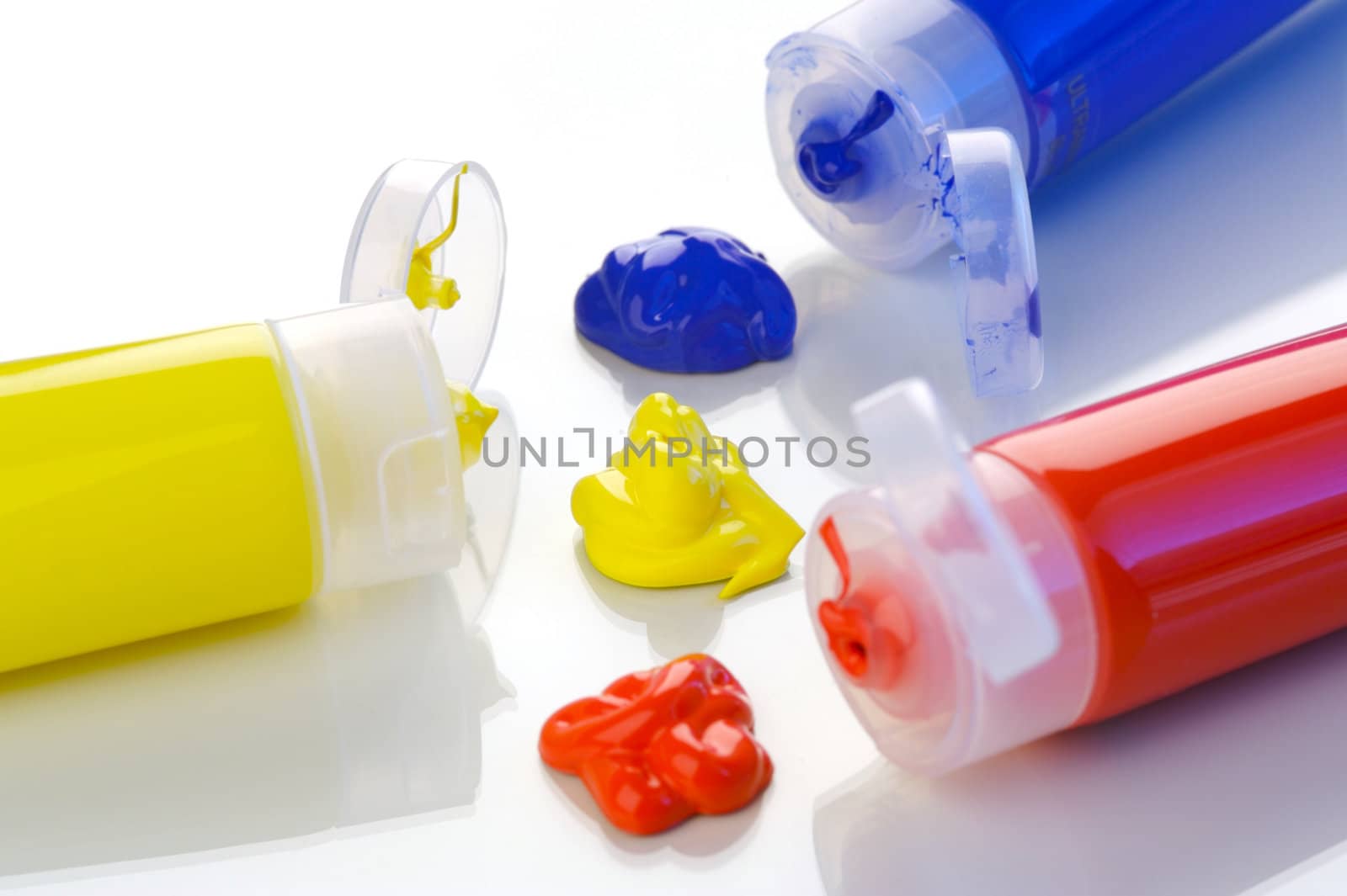 Acrylic paints isolated on a white background