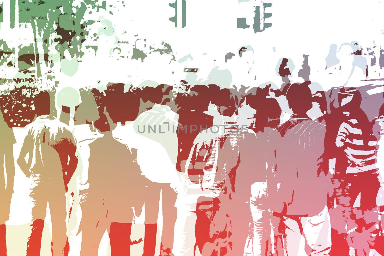 Crowd Abstract Background in Colors and White