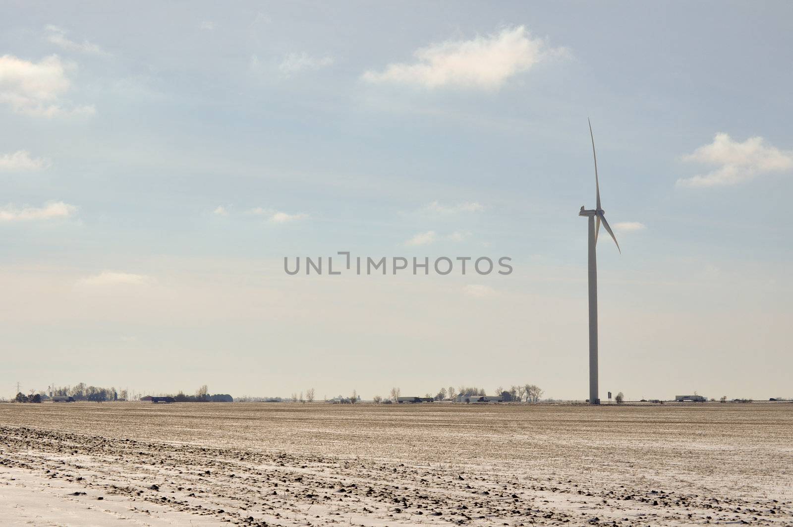 Indiana Wind Turbine turns Over the highway