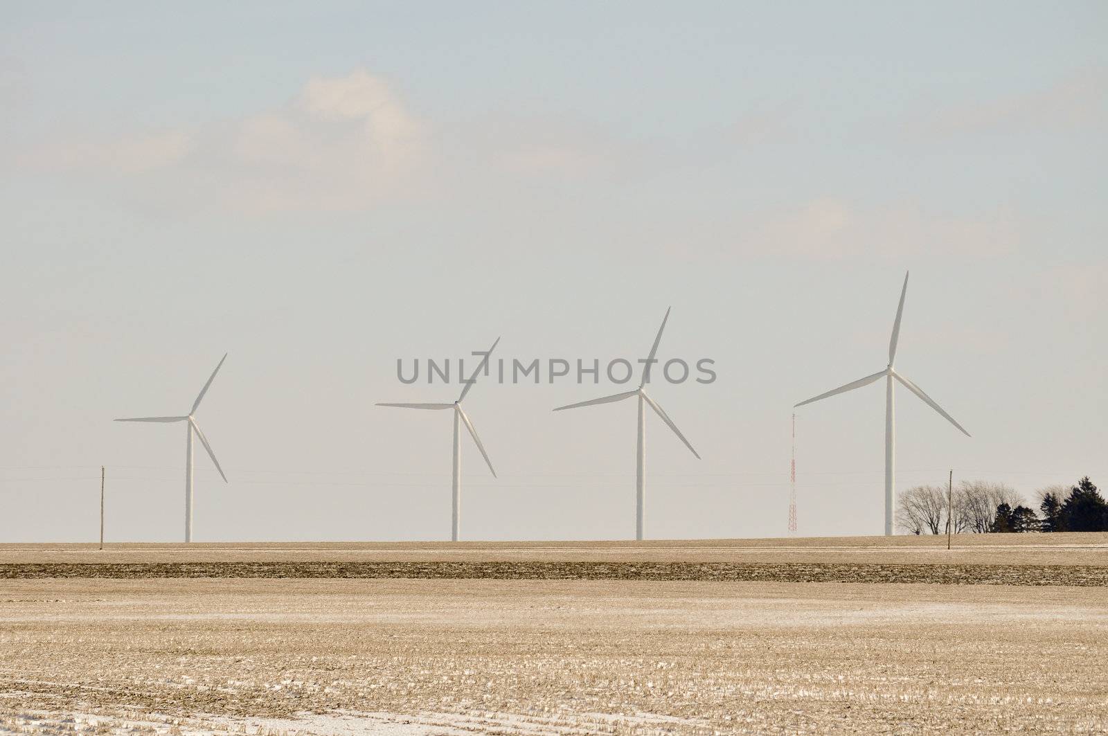 Indiana Wind Turbines in a row - background