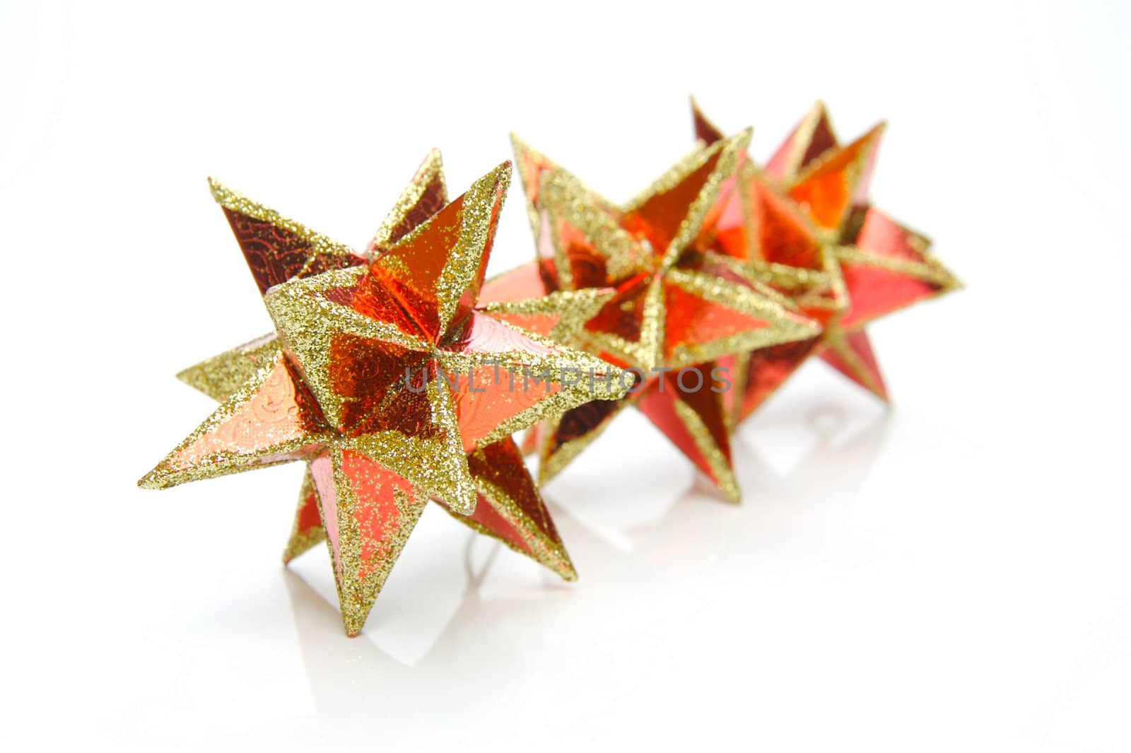 Christmas stars isolated against a white background