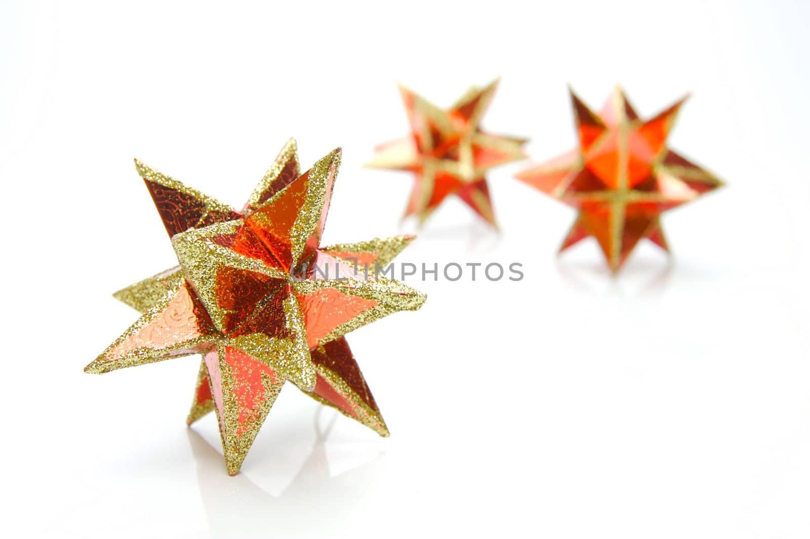 Christmas stars isolated against a white background