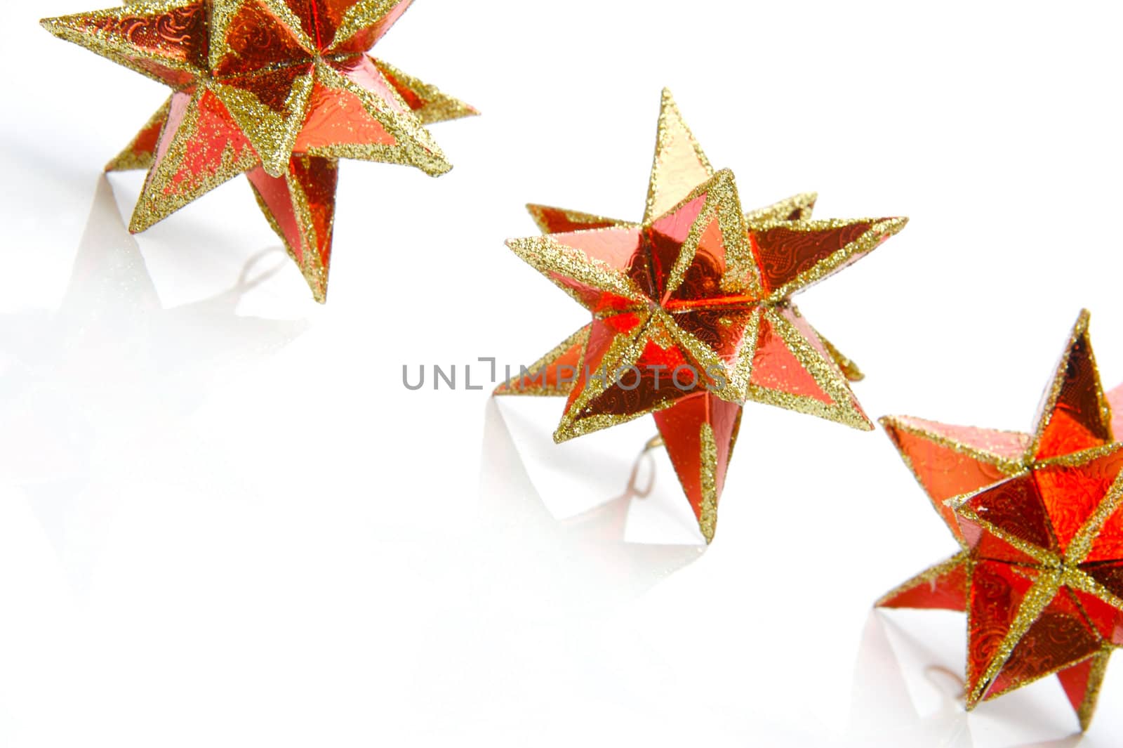 Christmas stars isolated against a white background