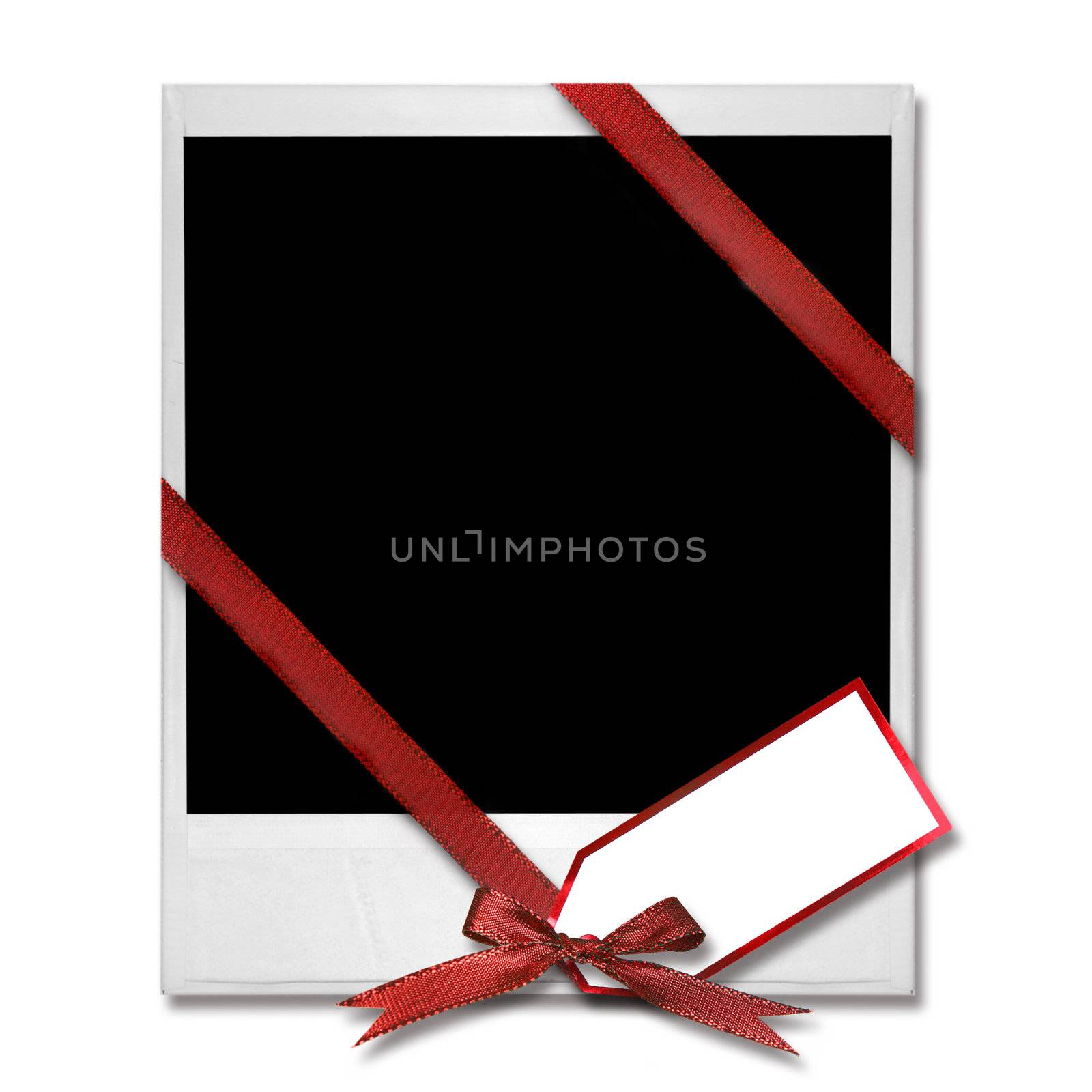 High Resolution Single old Film Blank With Christmas Bow and Gift Tag
