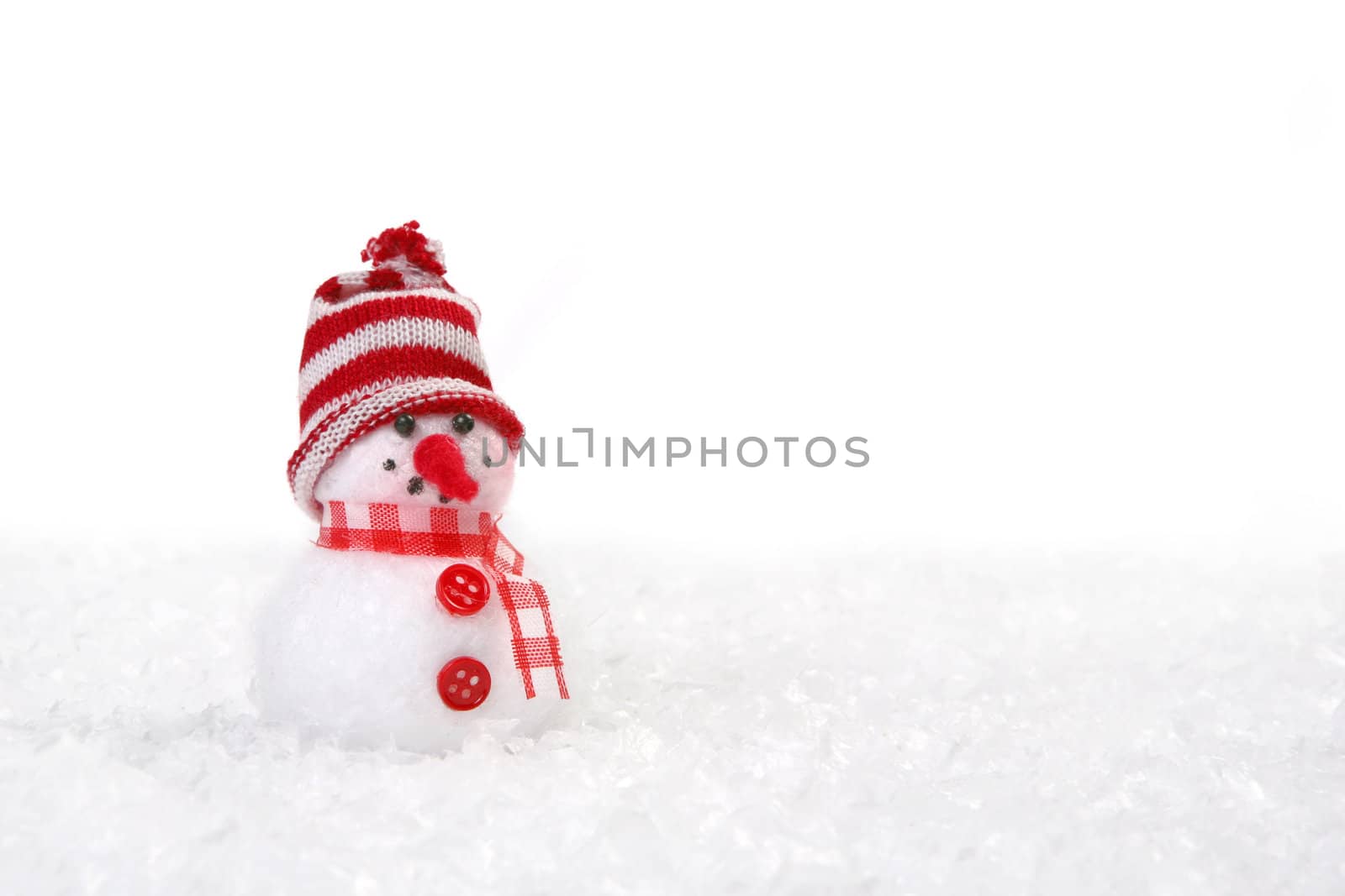 Cute Christmas Snowman With Copyspace on White