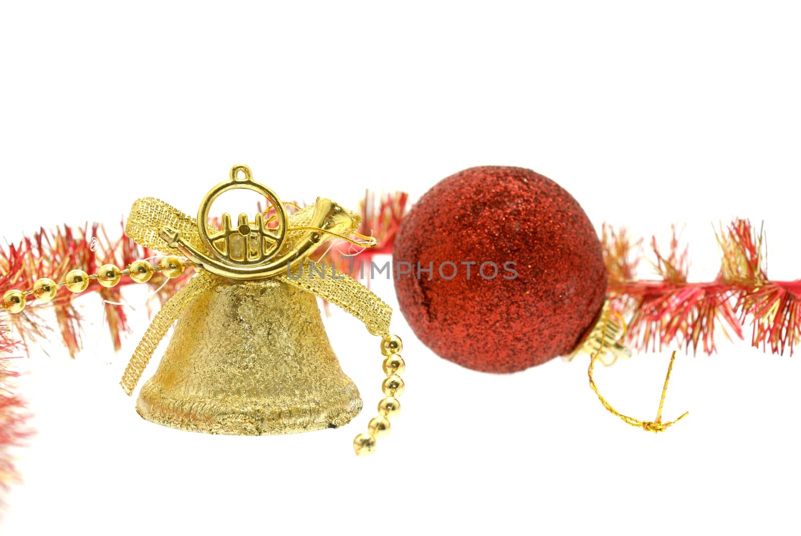 Christmas decorations on white, isolated