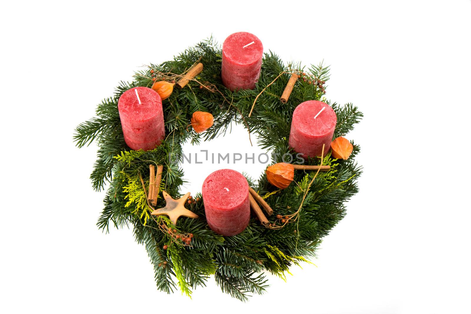 advent wreath isolated on white background by bernjuer