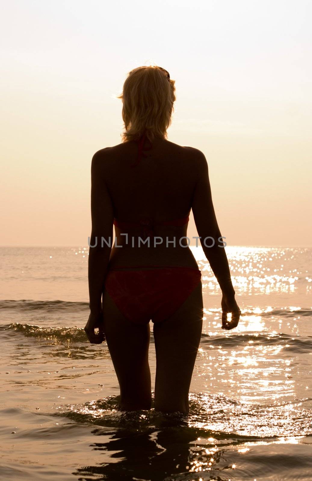 fit blond at the beach silhouette image