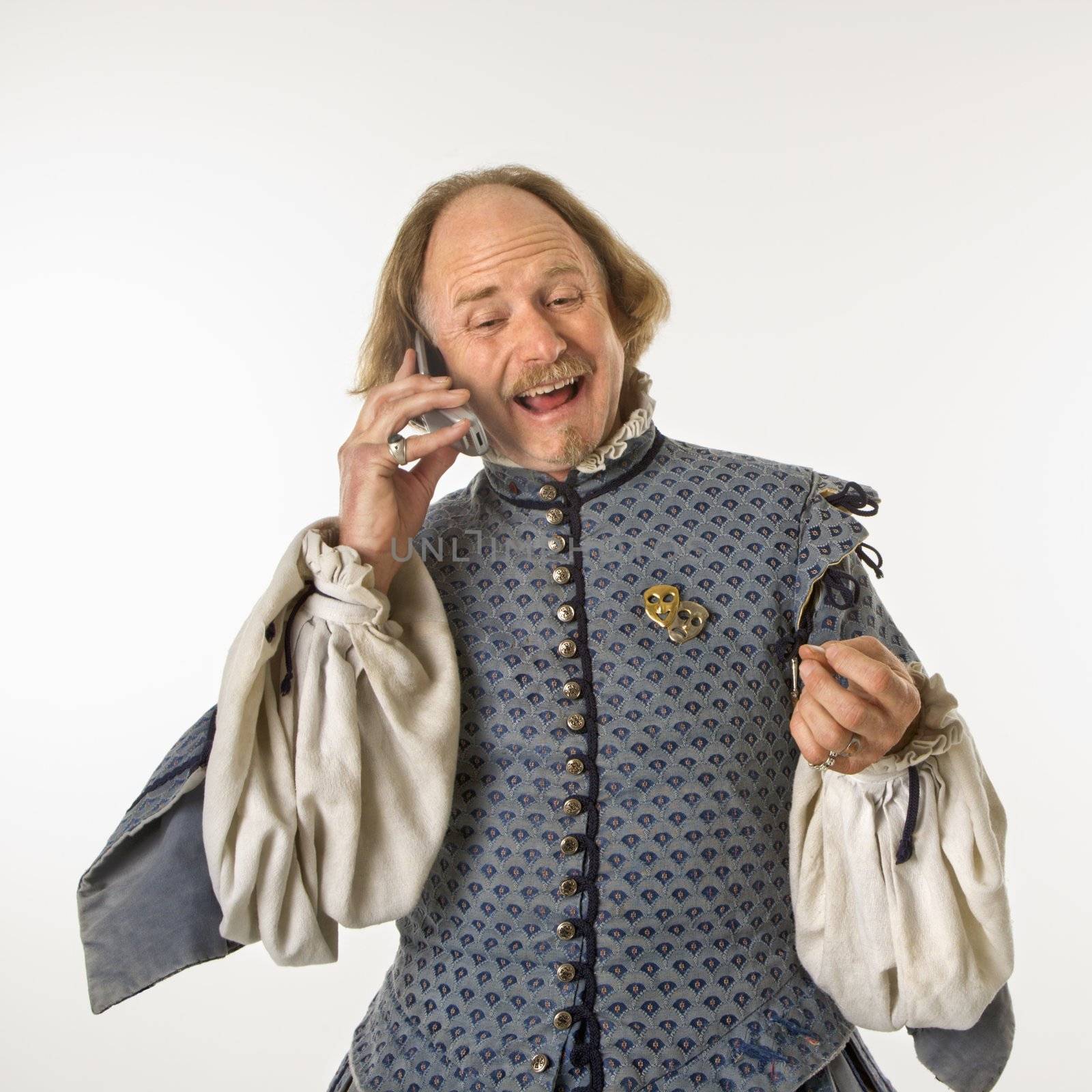Shakespeare talking on phone. by iofoto