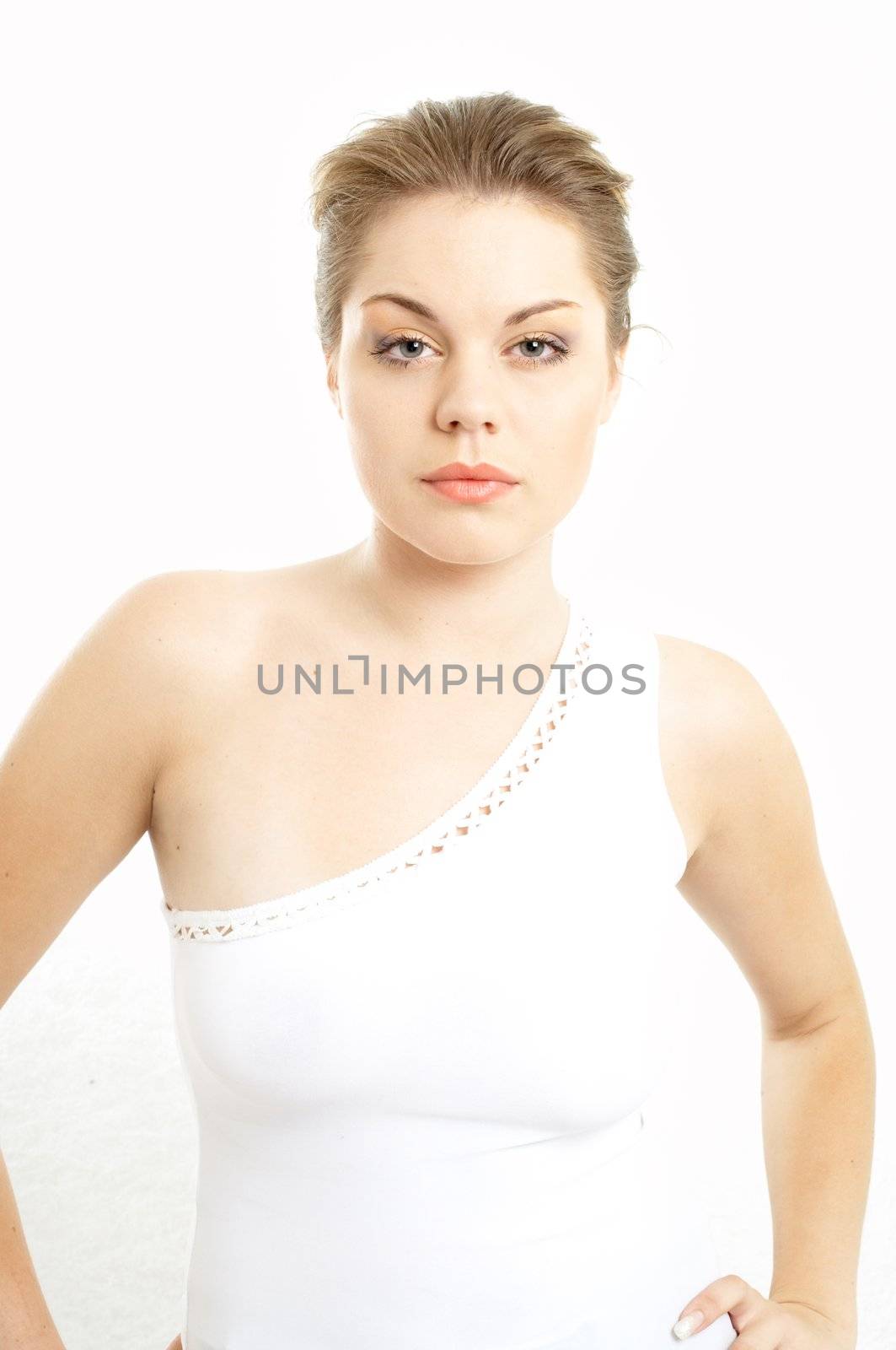 hi-key image of lady in white