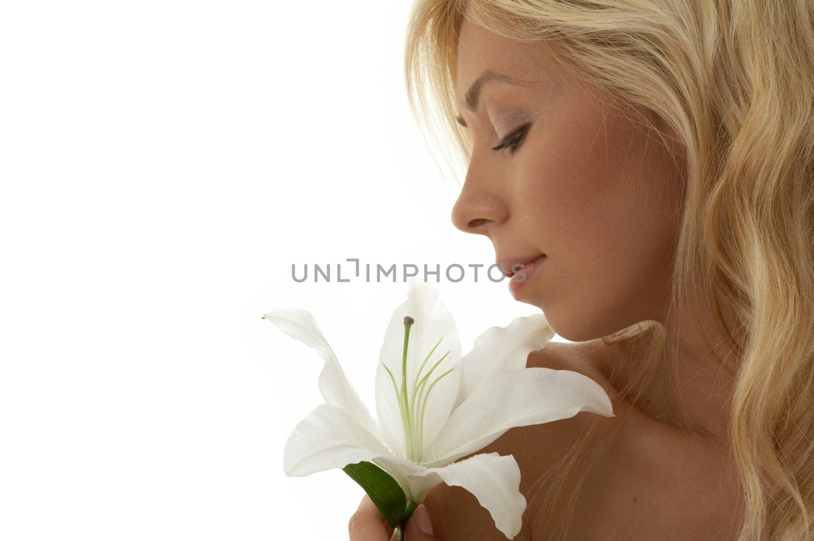 pretty lady with madonna lily