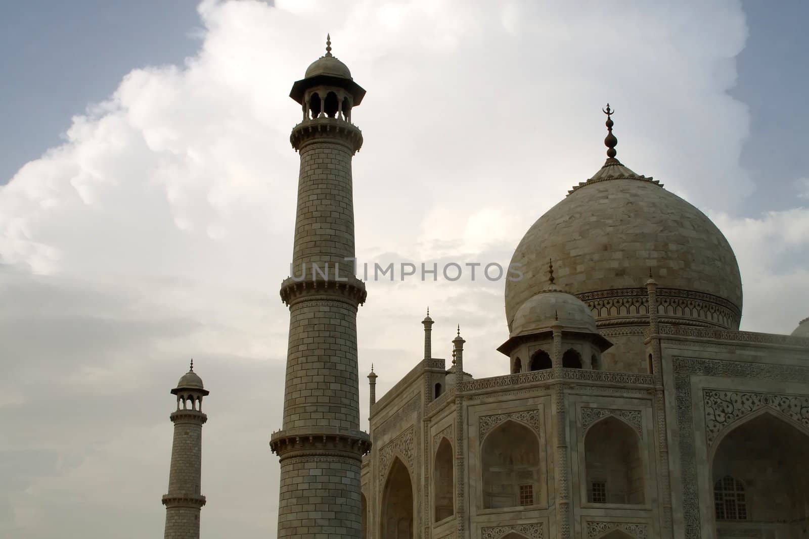 Unusual view of the Taj Mahal in Agra India