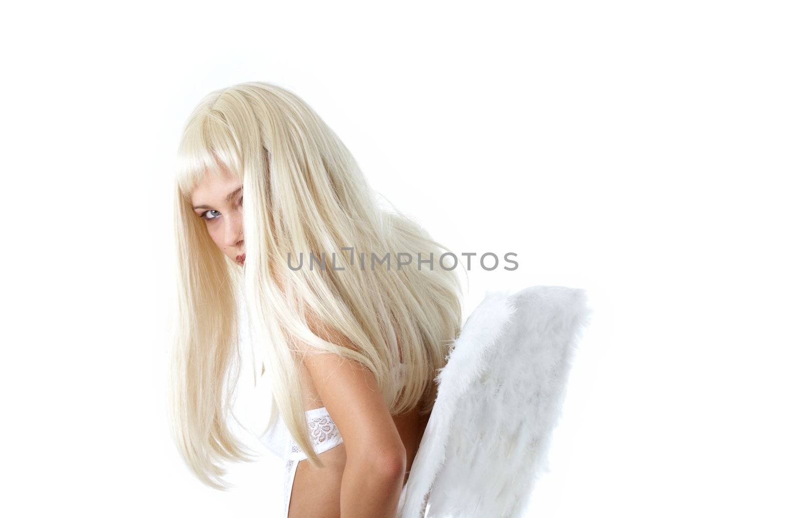 pretty blond with angel wings