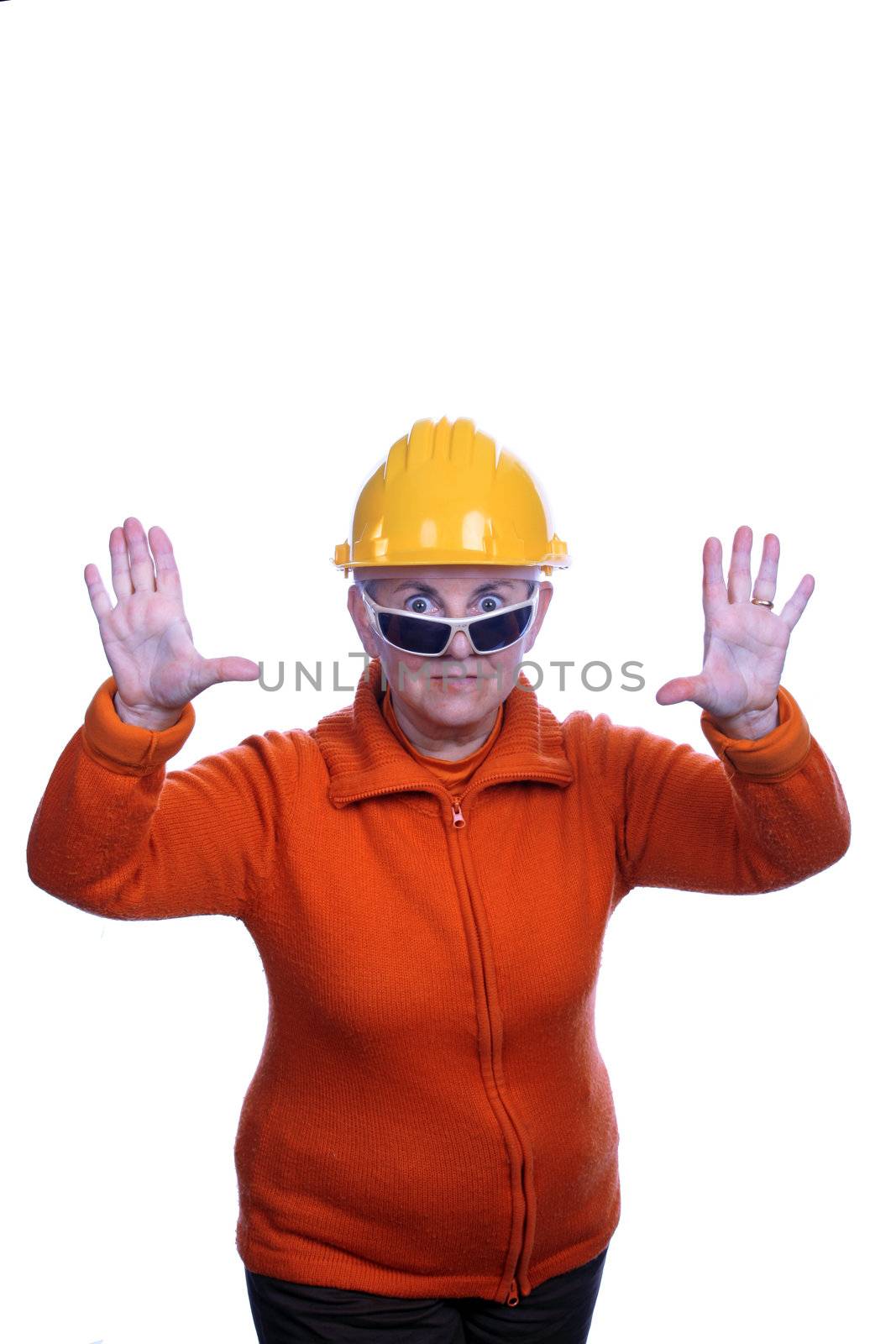 mature woman architect over white background