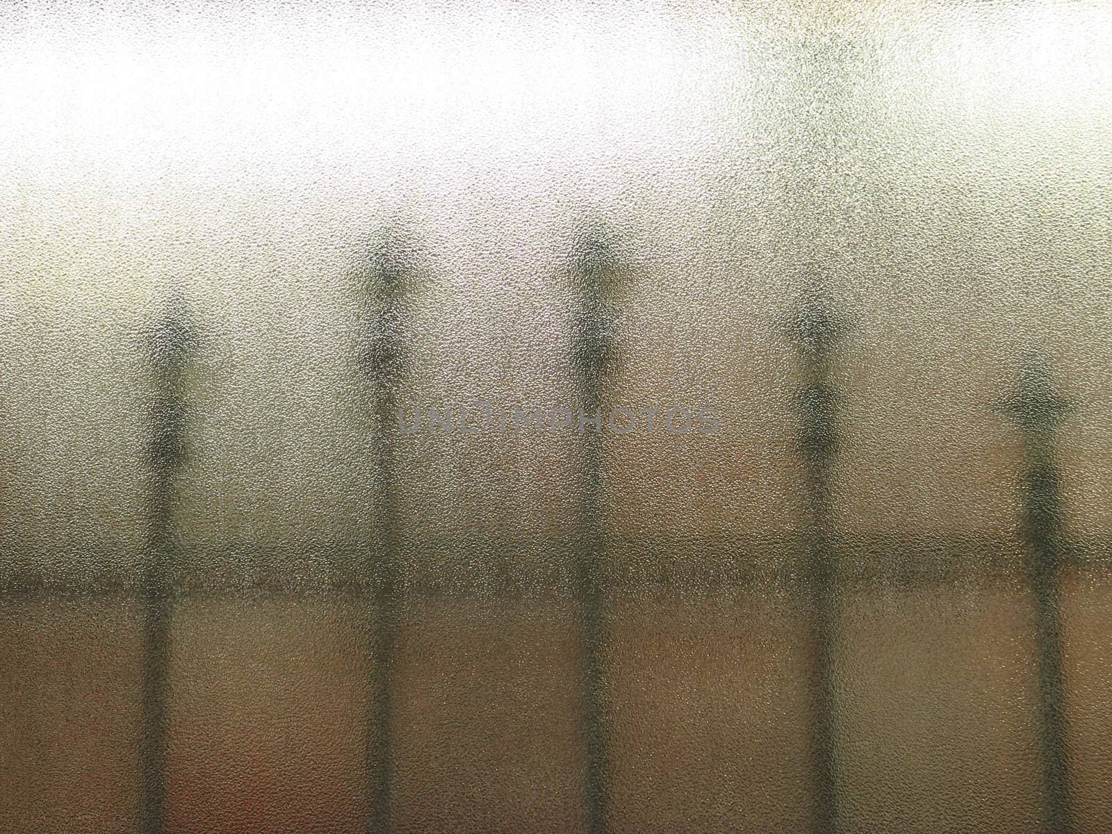 fence through a frosted glass