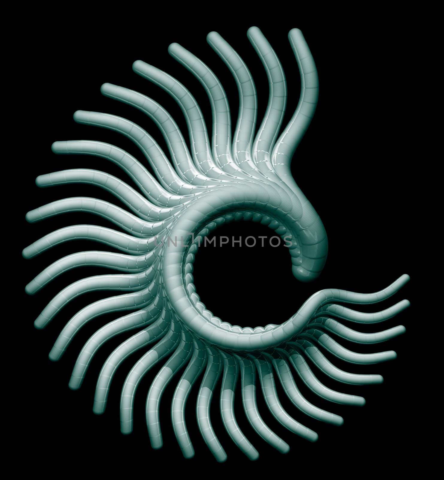 Abstract organic form black background - 3d illustration