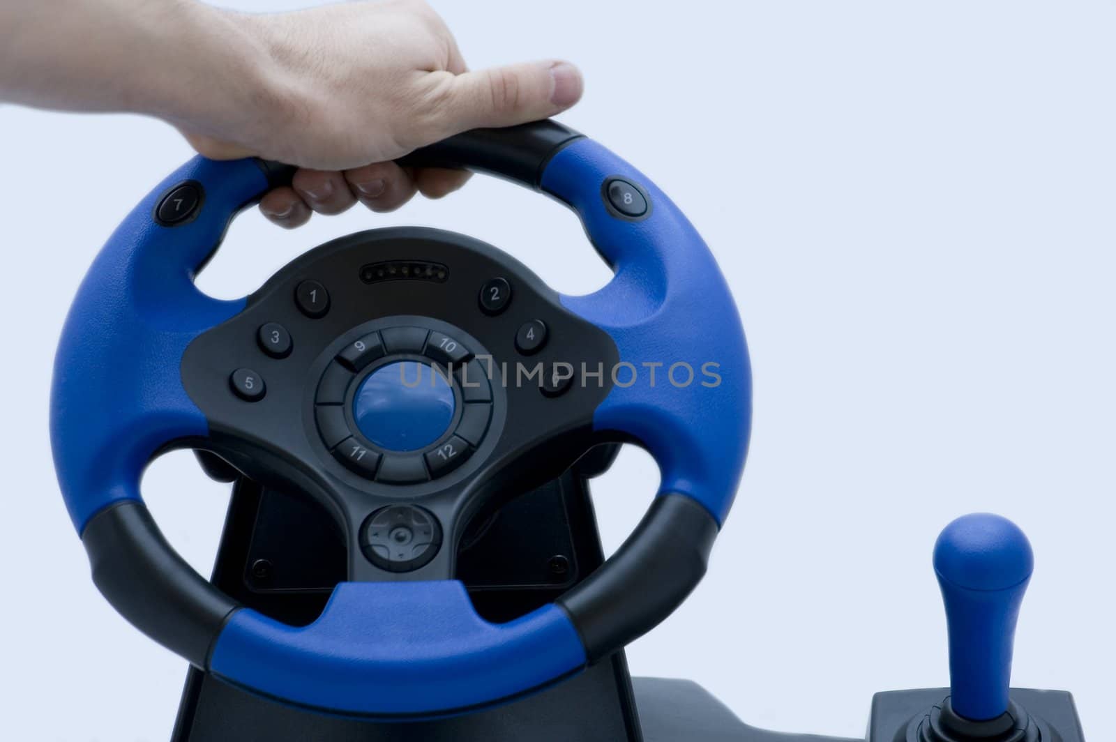 blue steering wheel for players isolated