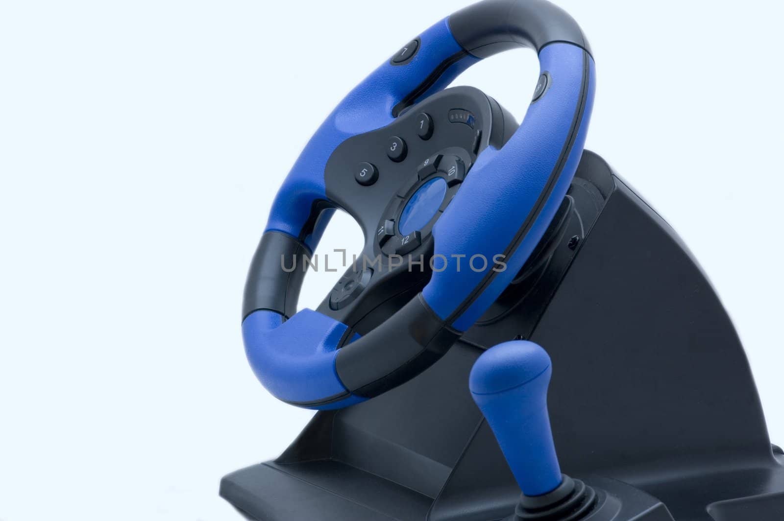 blue steering wheel for players isolated
