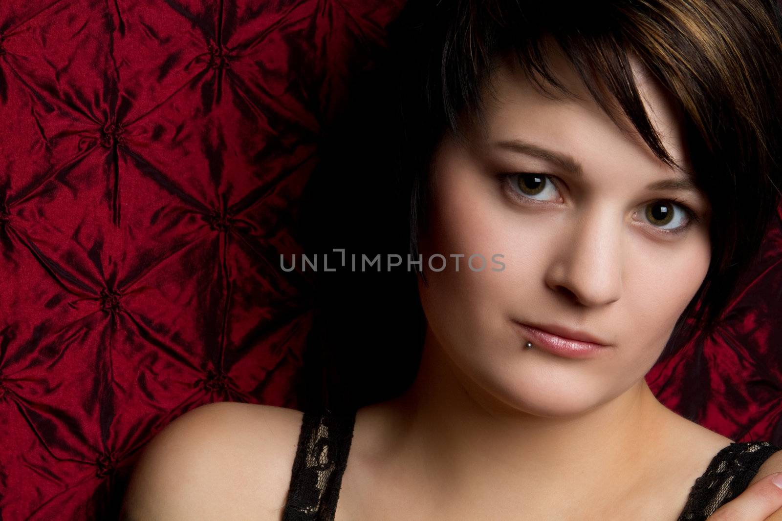 Beautiful young woman closeup portrait