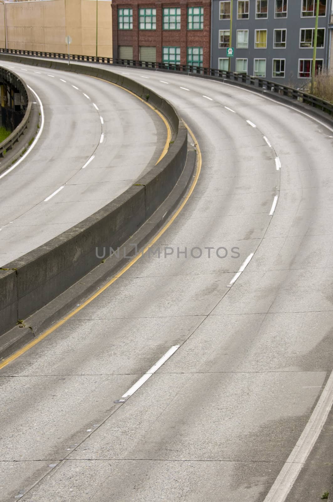 empty curving highway by rongreer