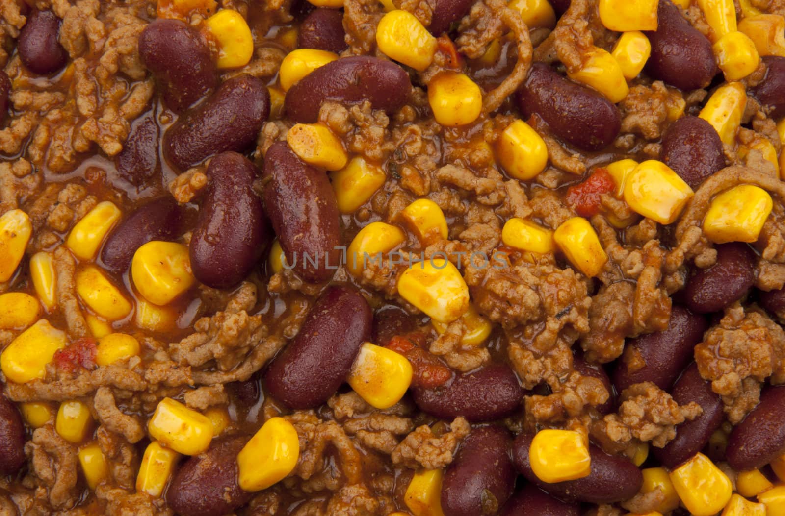 Chili con carne with beans and corn