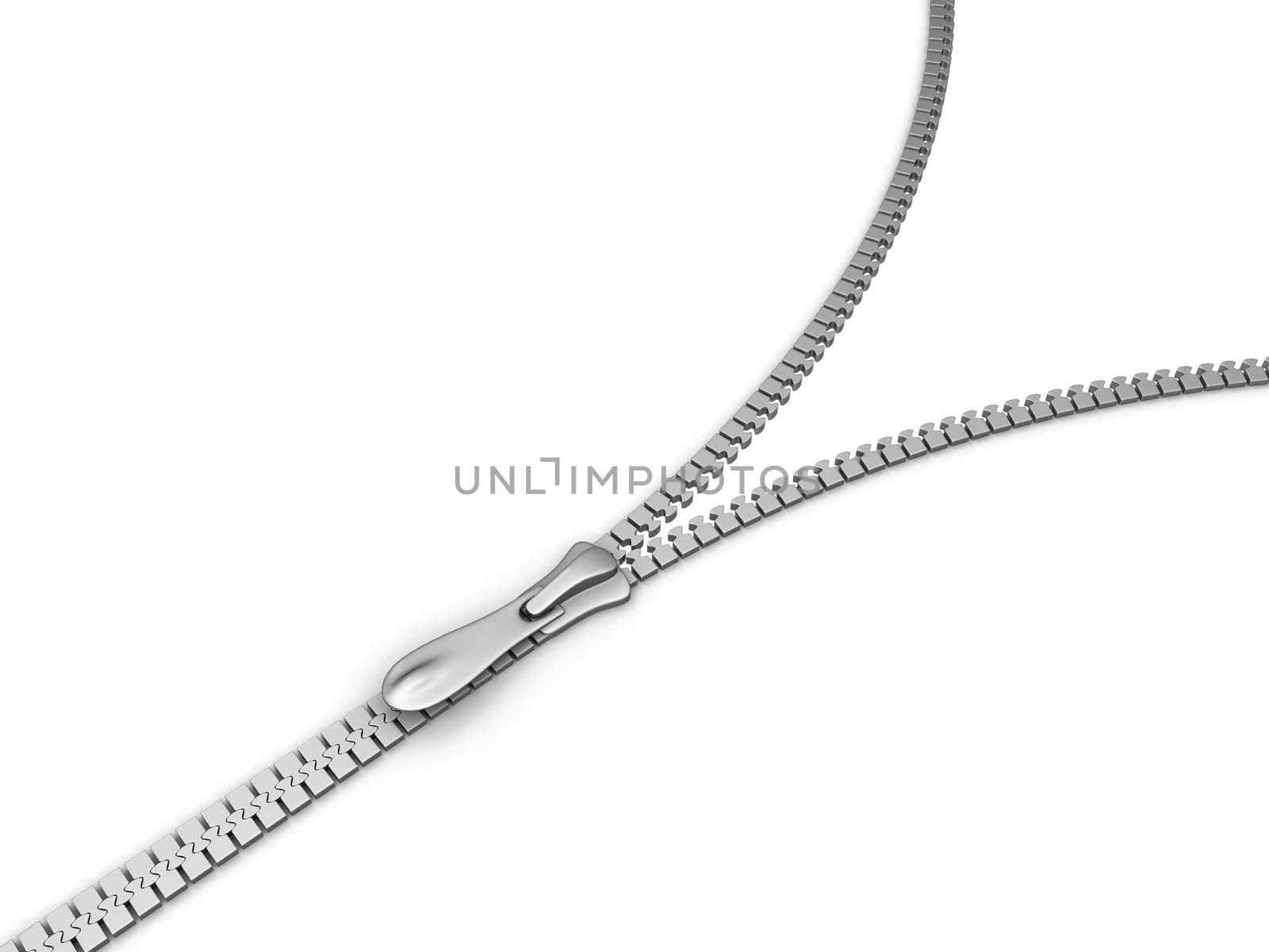 3D isolated silver zipper
