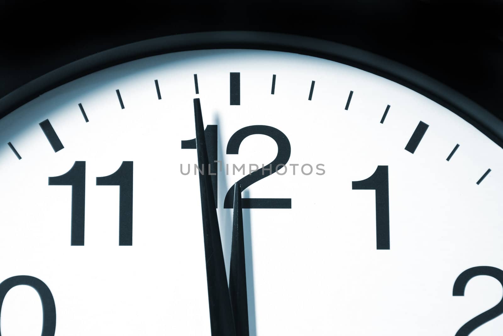 A macro shot of a clock with one minute left to 12.