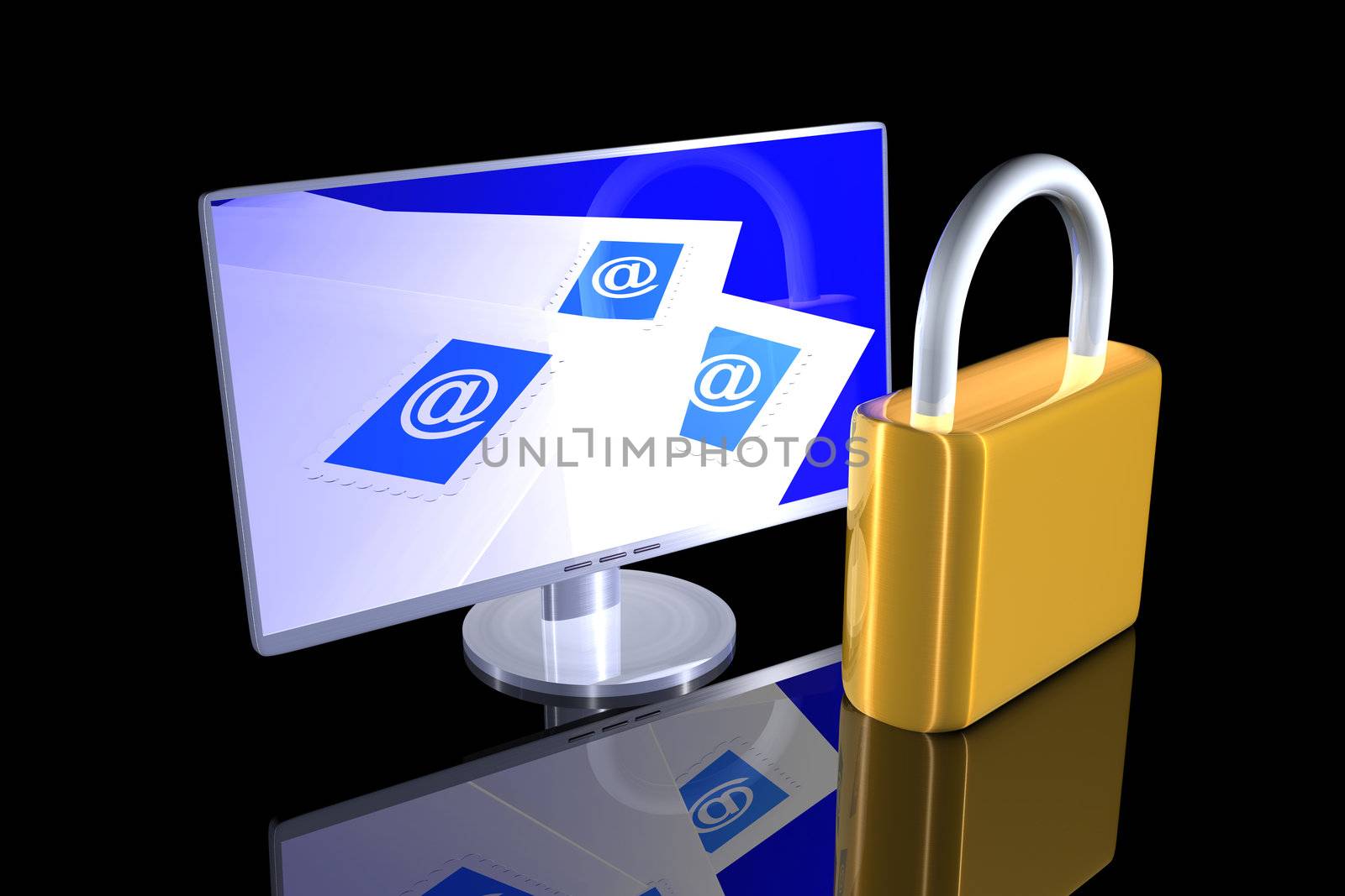 3d rendered Illustration. Locked email.