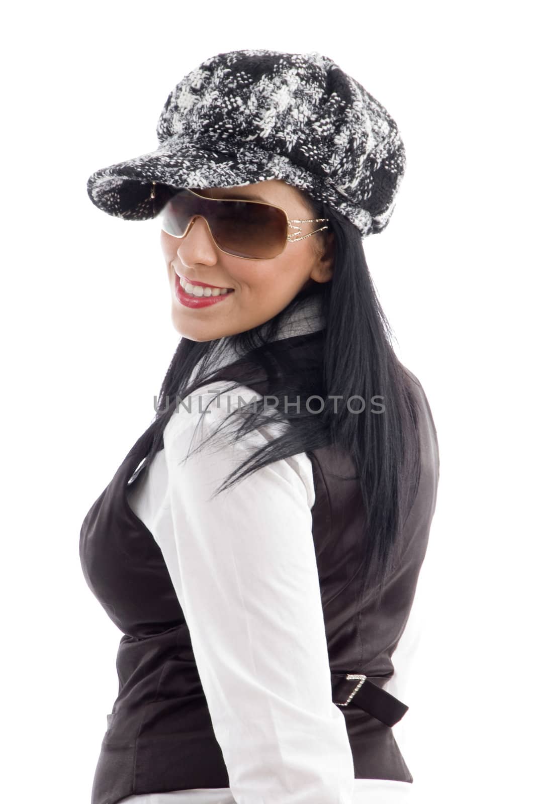 young female wearing sunglasses posing backwards by imagerymajestic