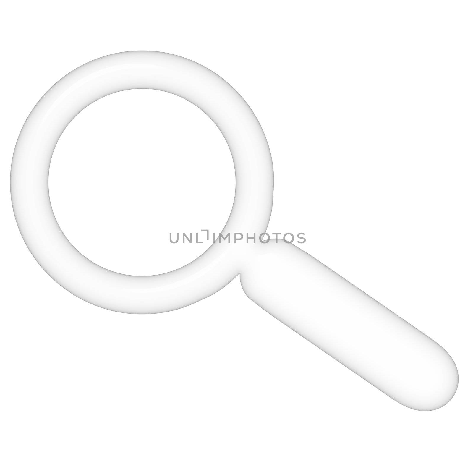 3d magnifying glass isolated in white