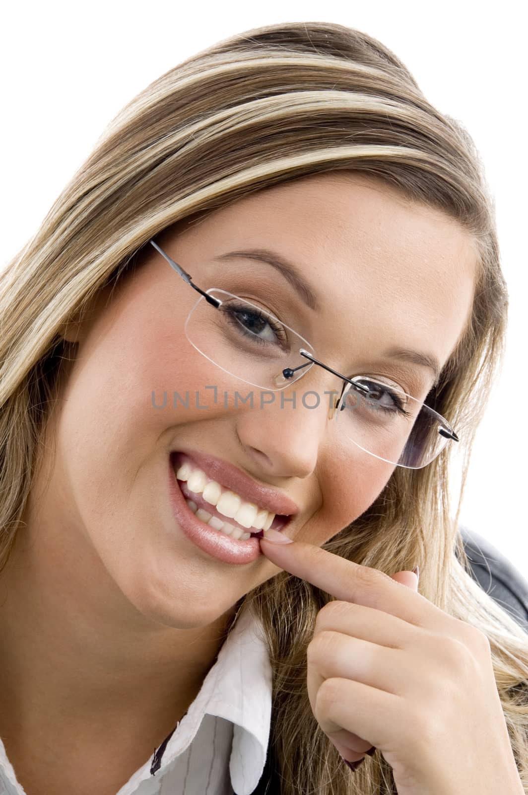 young businesswoman on an isolated white background