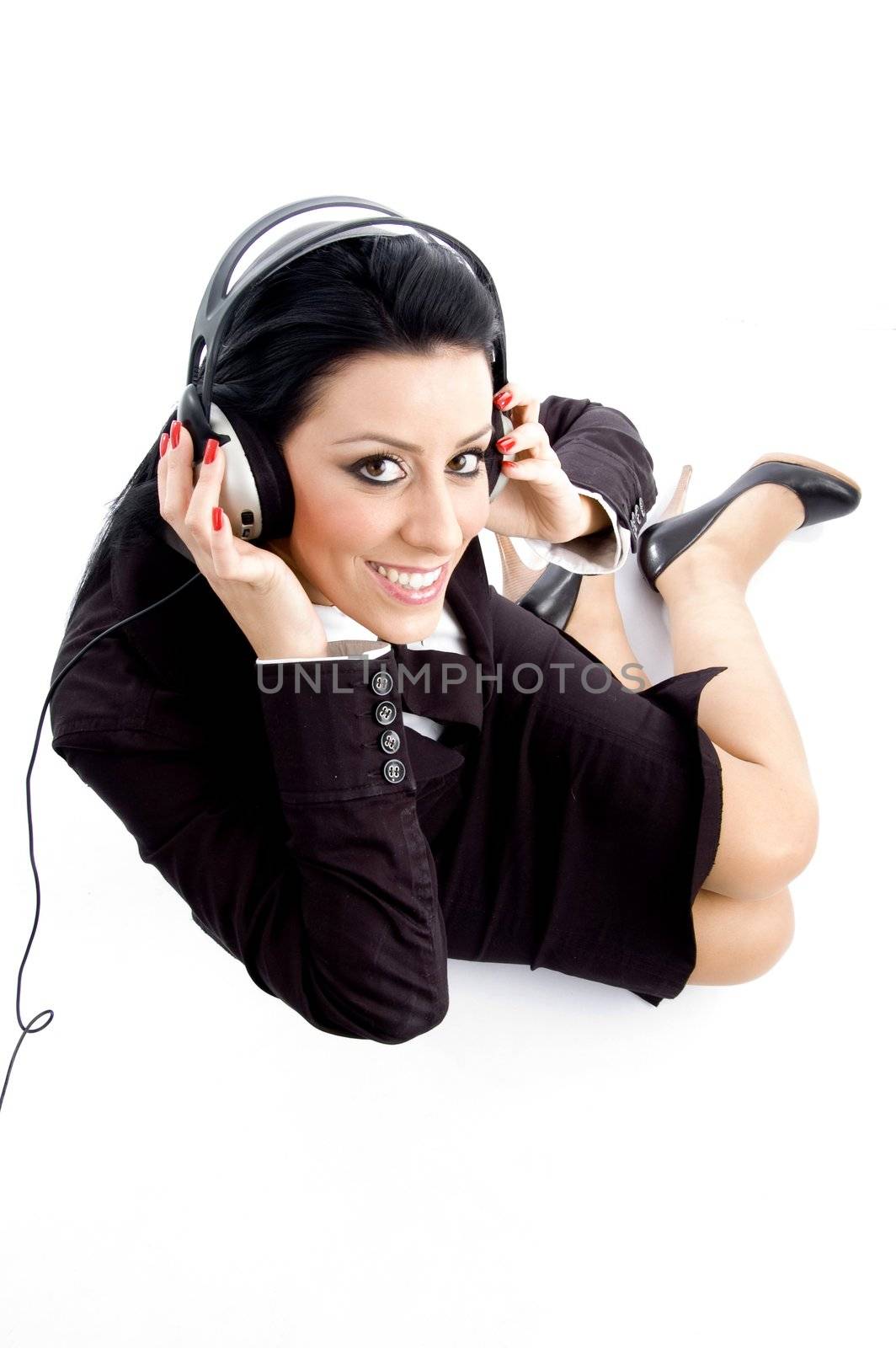 accountant wearing headphone with white background