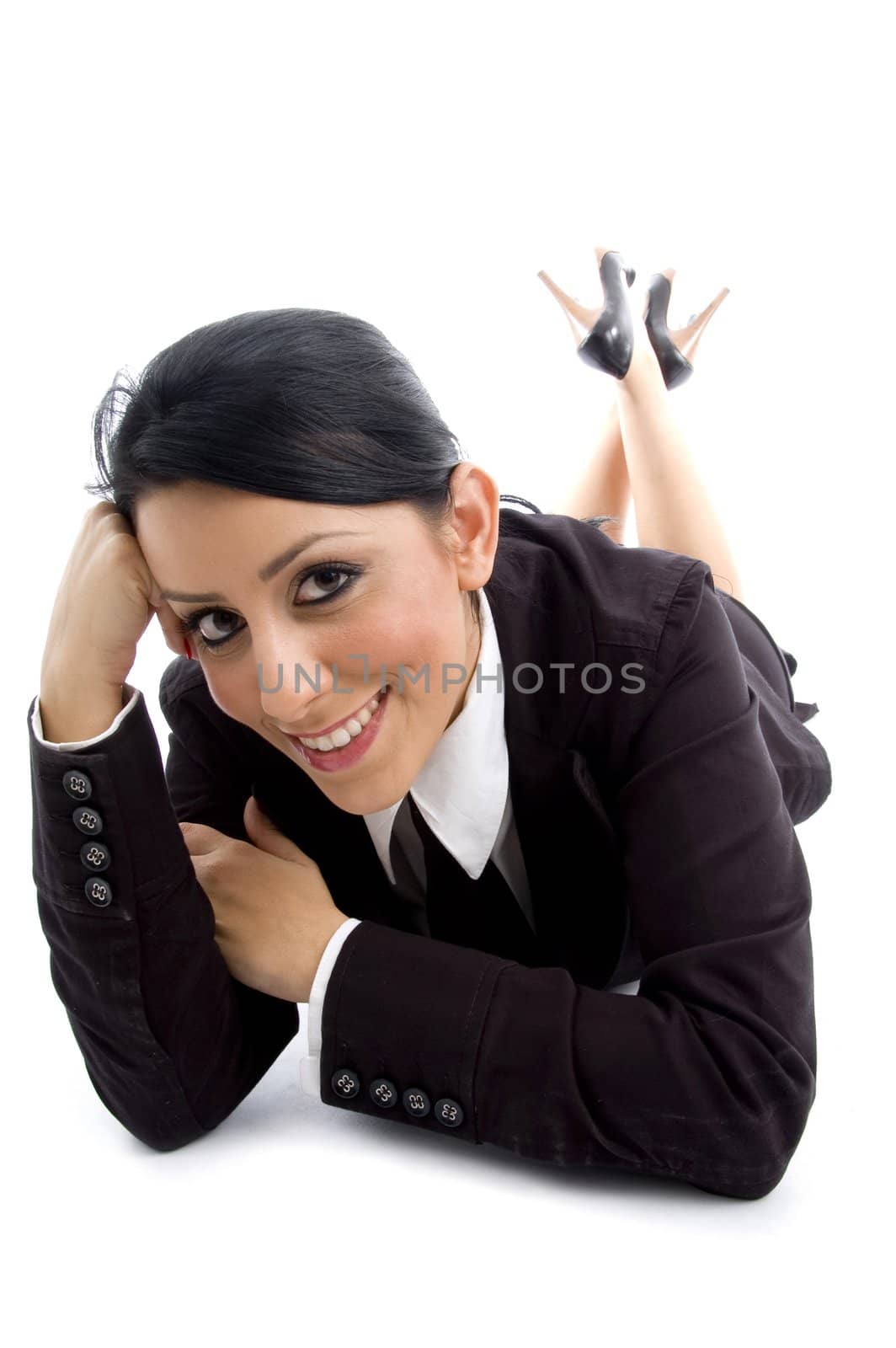 employee looking at camera against white background