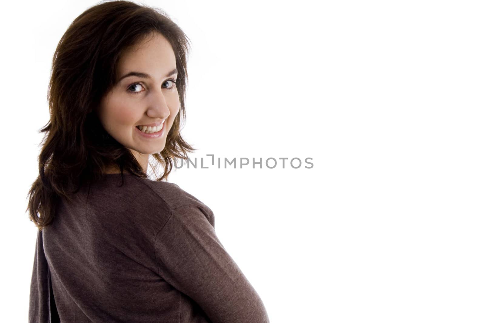 smart teenager posing to camera with white background