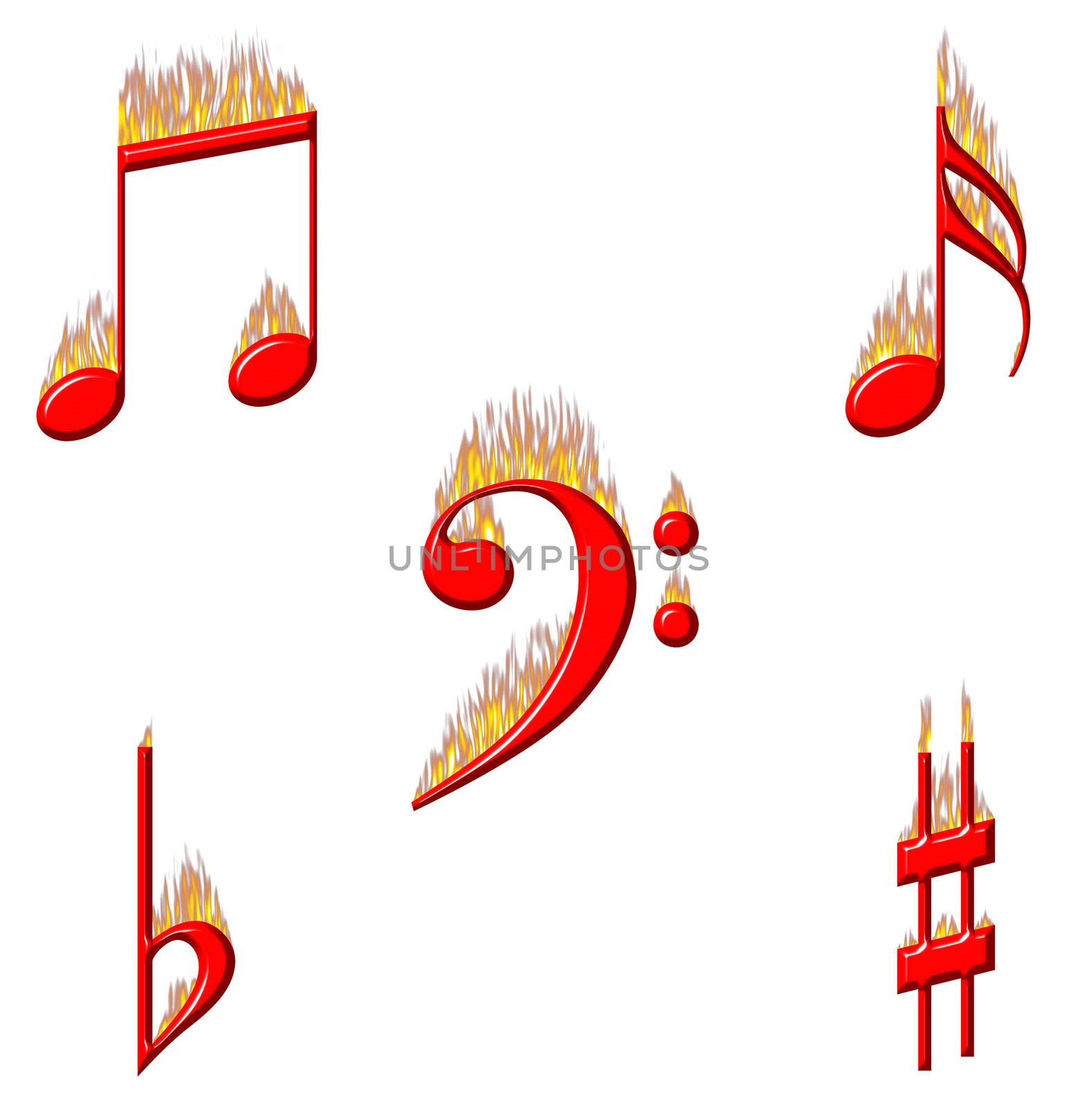 Music Notes on Fire 2 of 2 by Georgios