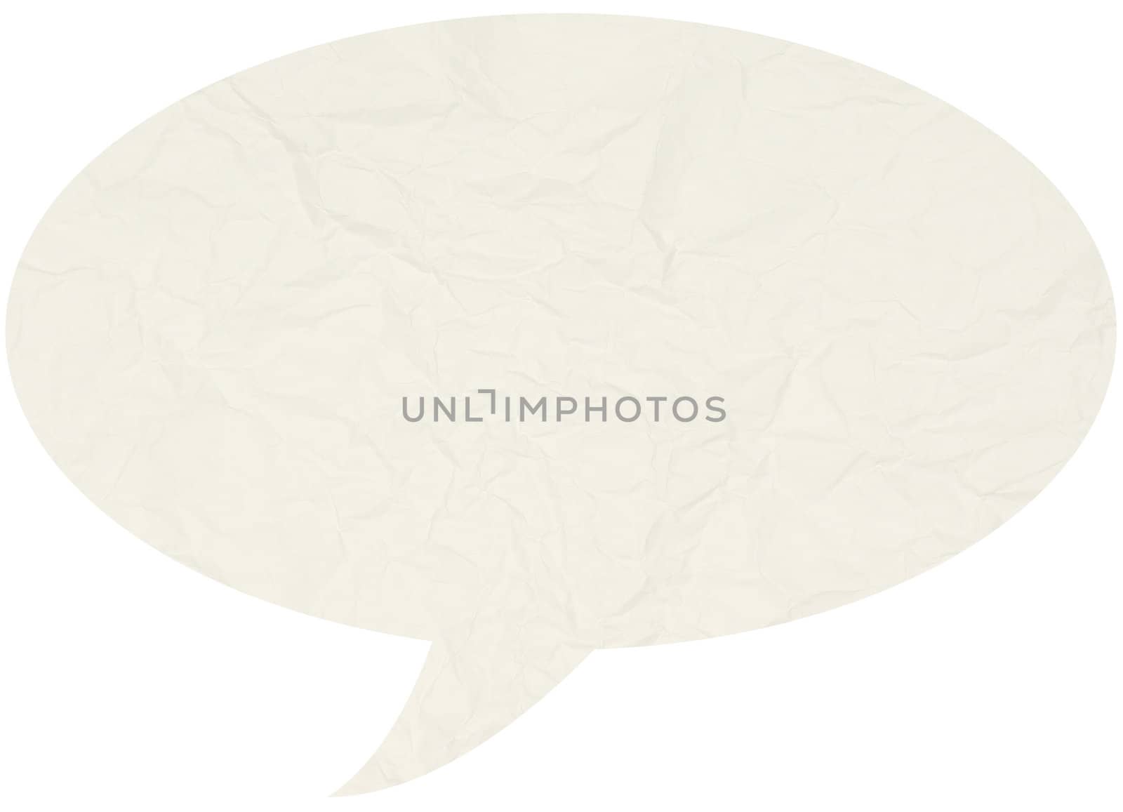 Crumpled comic speech bubble isolated in white