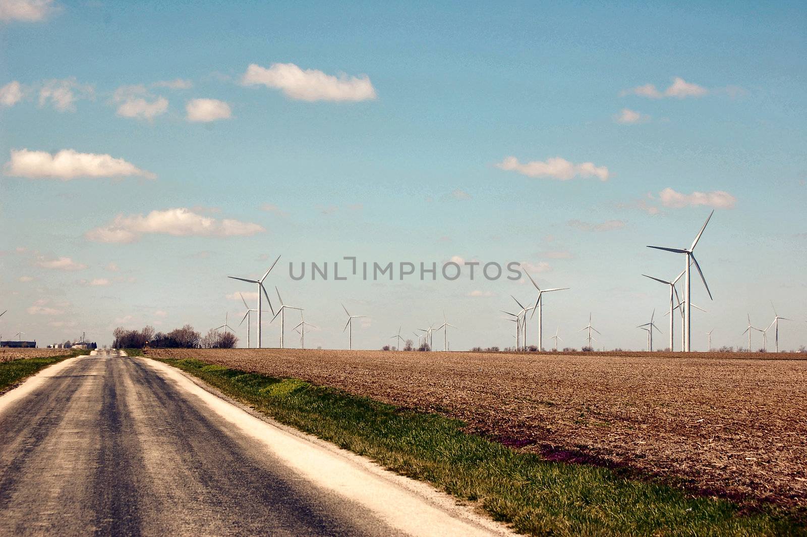 Driving through a Wind Turbine Farm