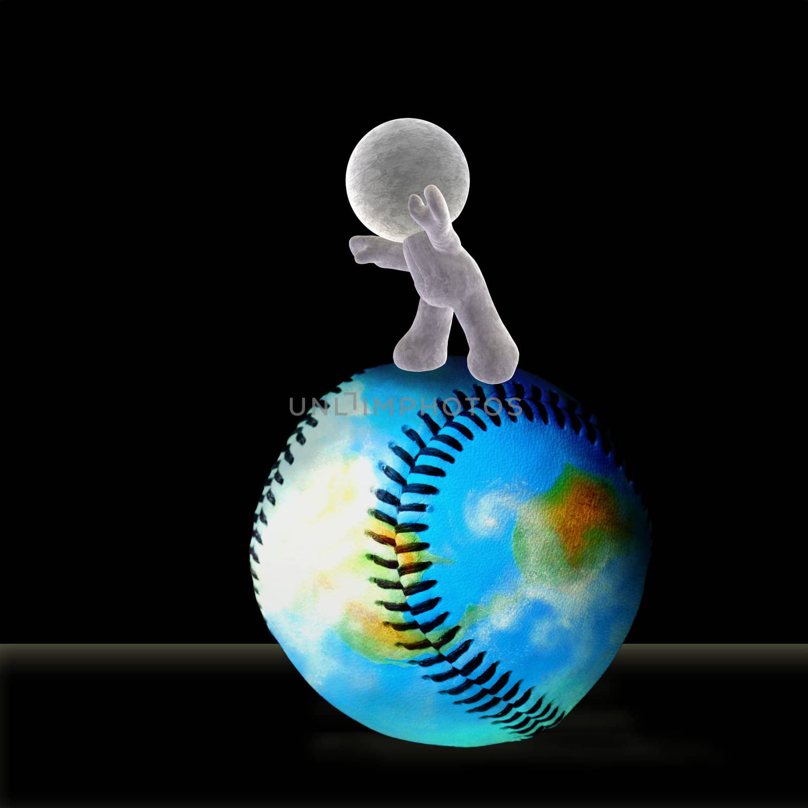 A soft toy rolling a baseball forward by ommo