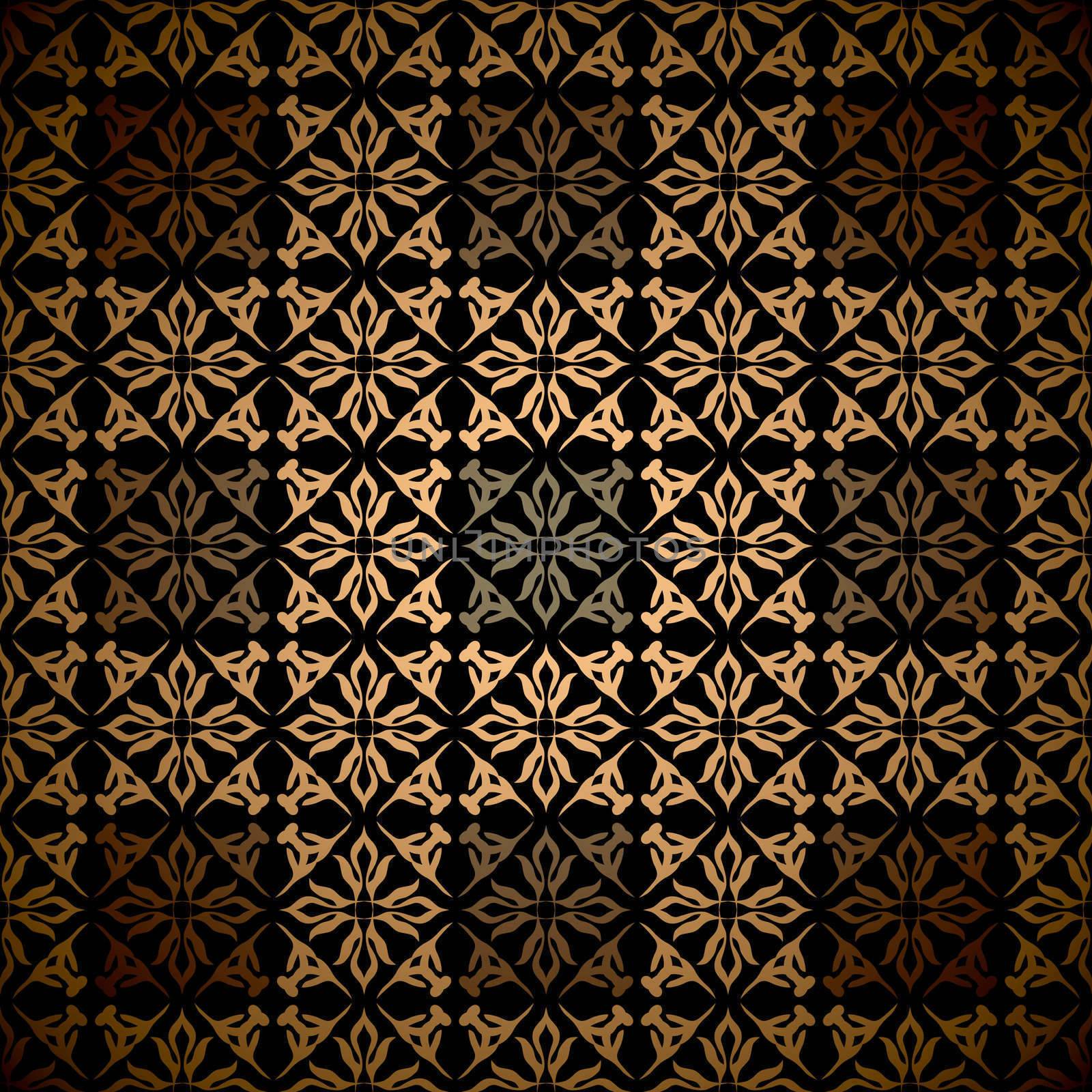 Gold floral abstract seamless wallpaper pattern background
