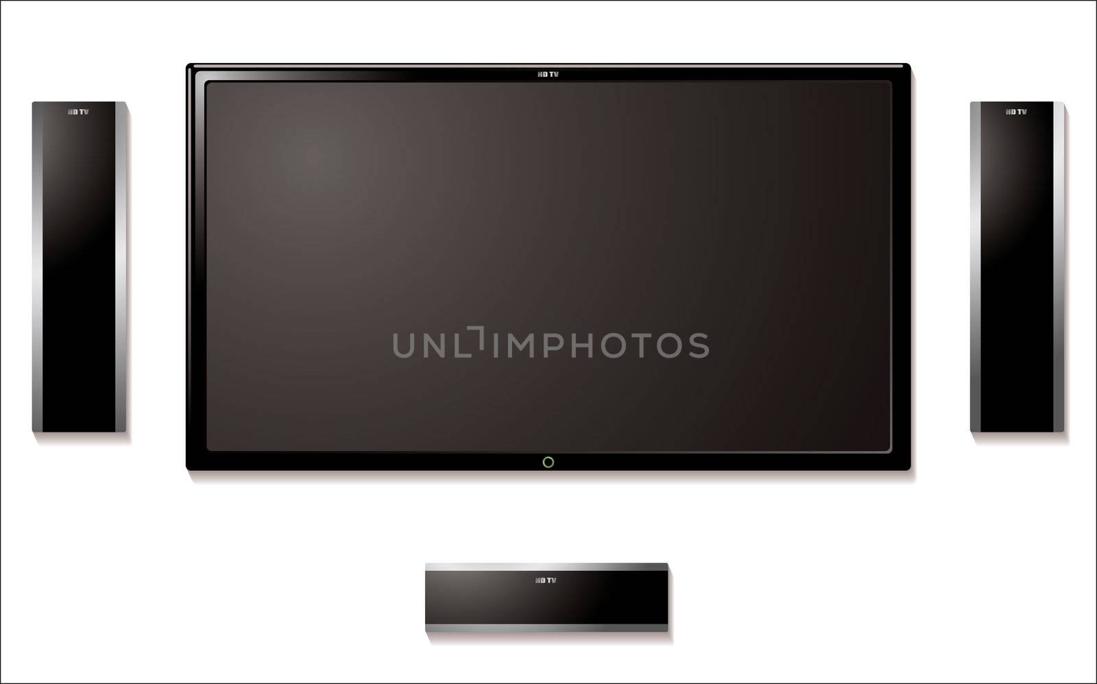 Modern flat screen tft television with surround sound speakers